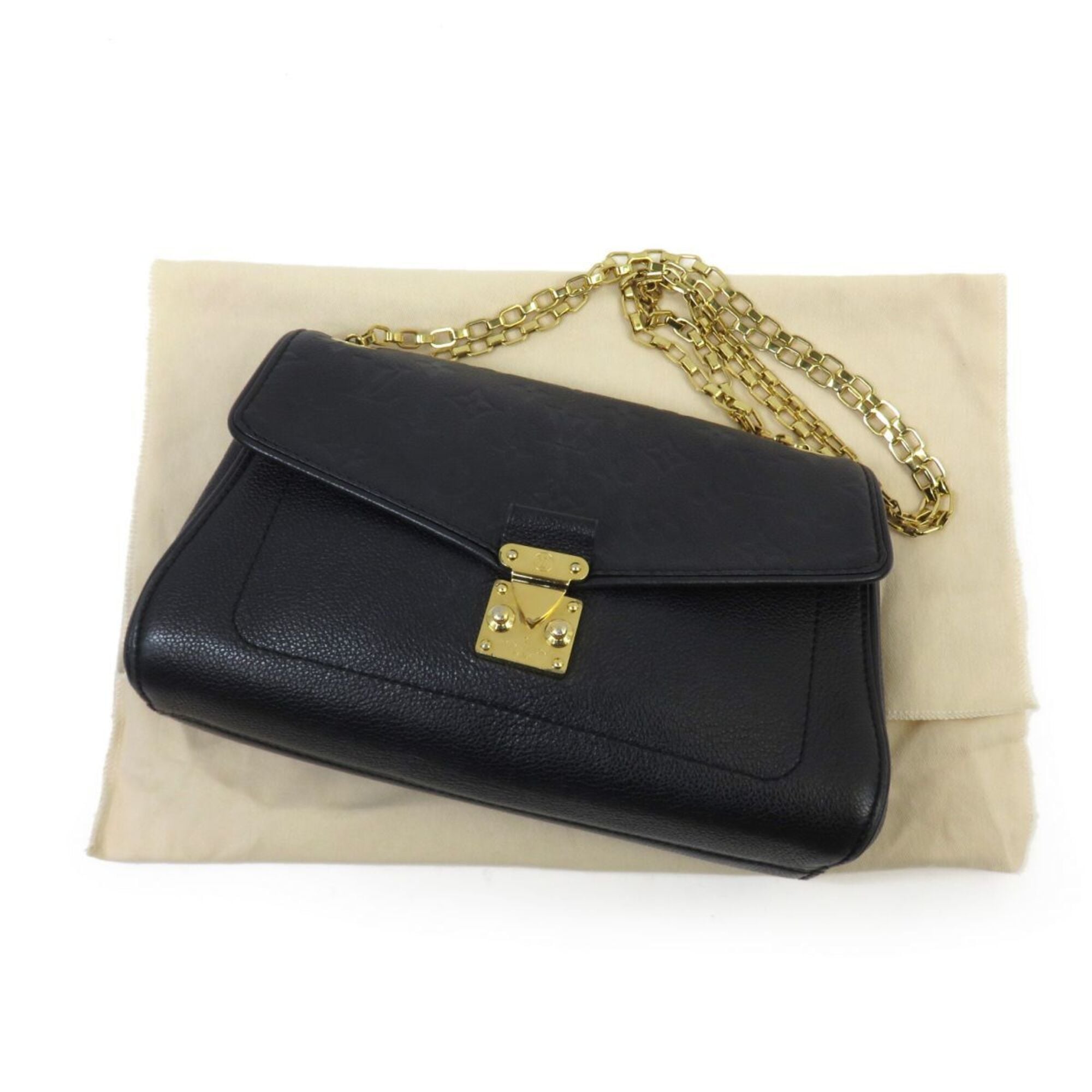 Louis Vuitton Noir Leather Shoulder Bag (Pre-Owned)