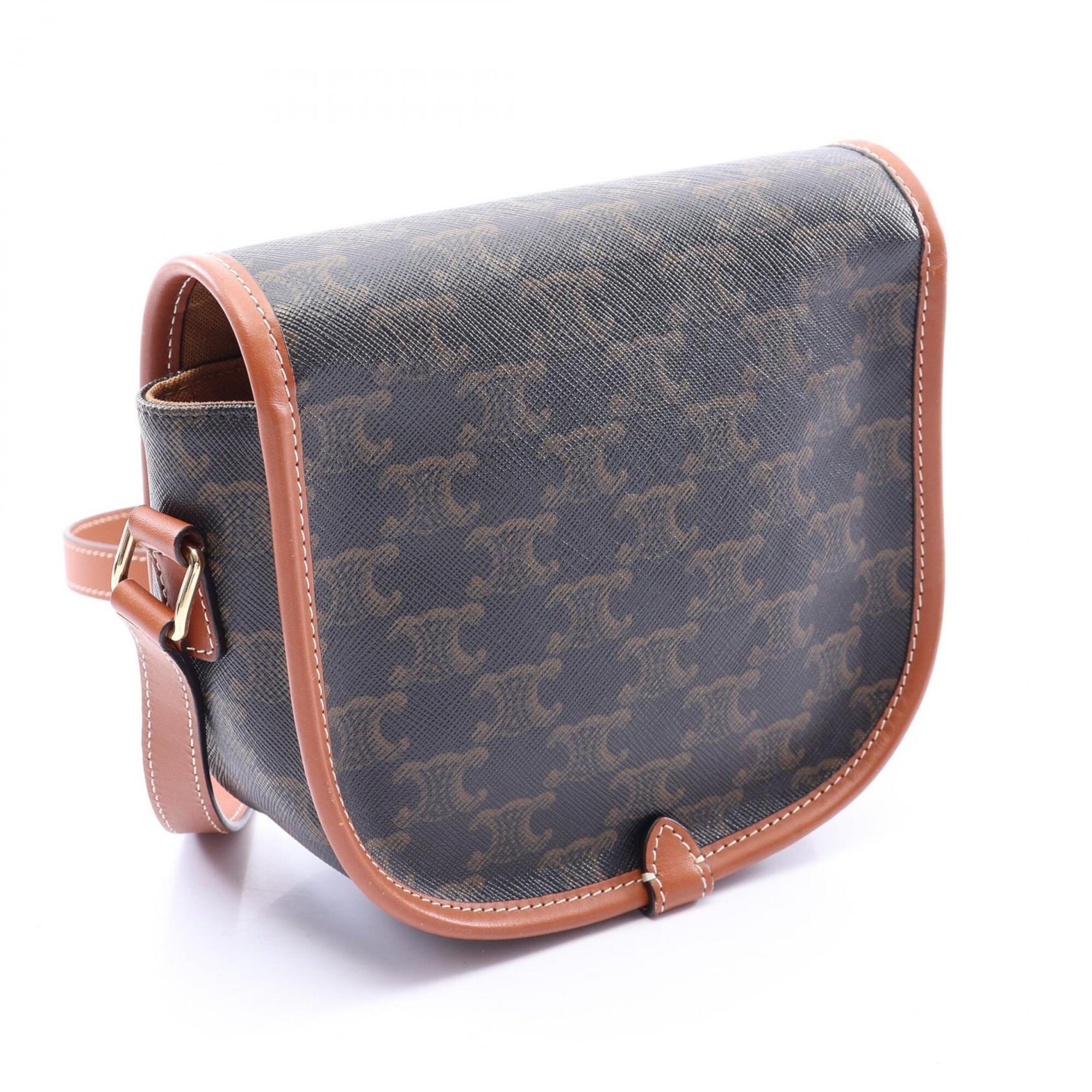Celine Black Brown Pvc Coated Canvas Leather Shoulder Bag (Pre-Owned)
