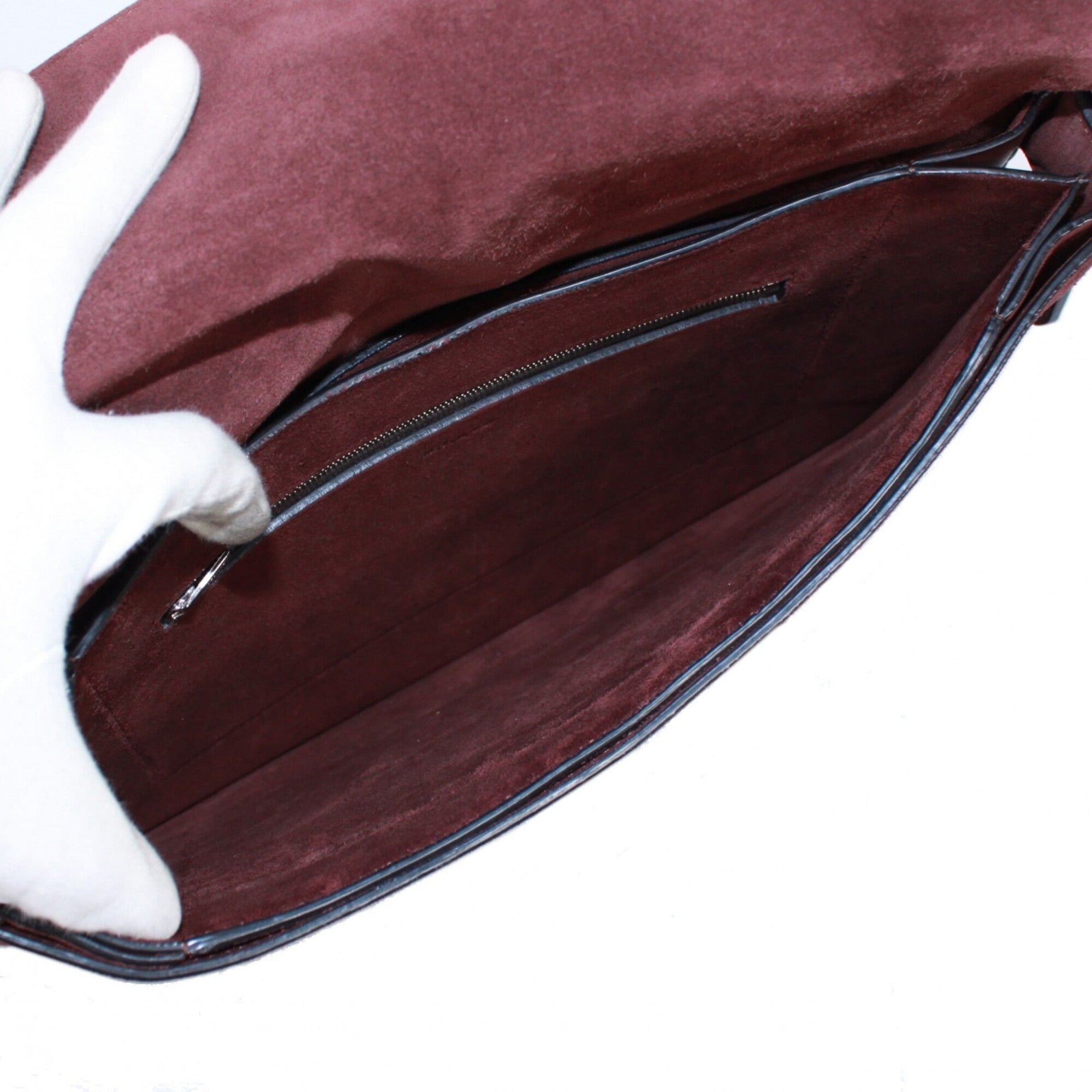 Celine Bordeaux Leather Suede Clutch Bag Shoulder Bag (Pre-Owned)