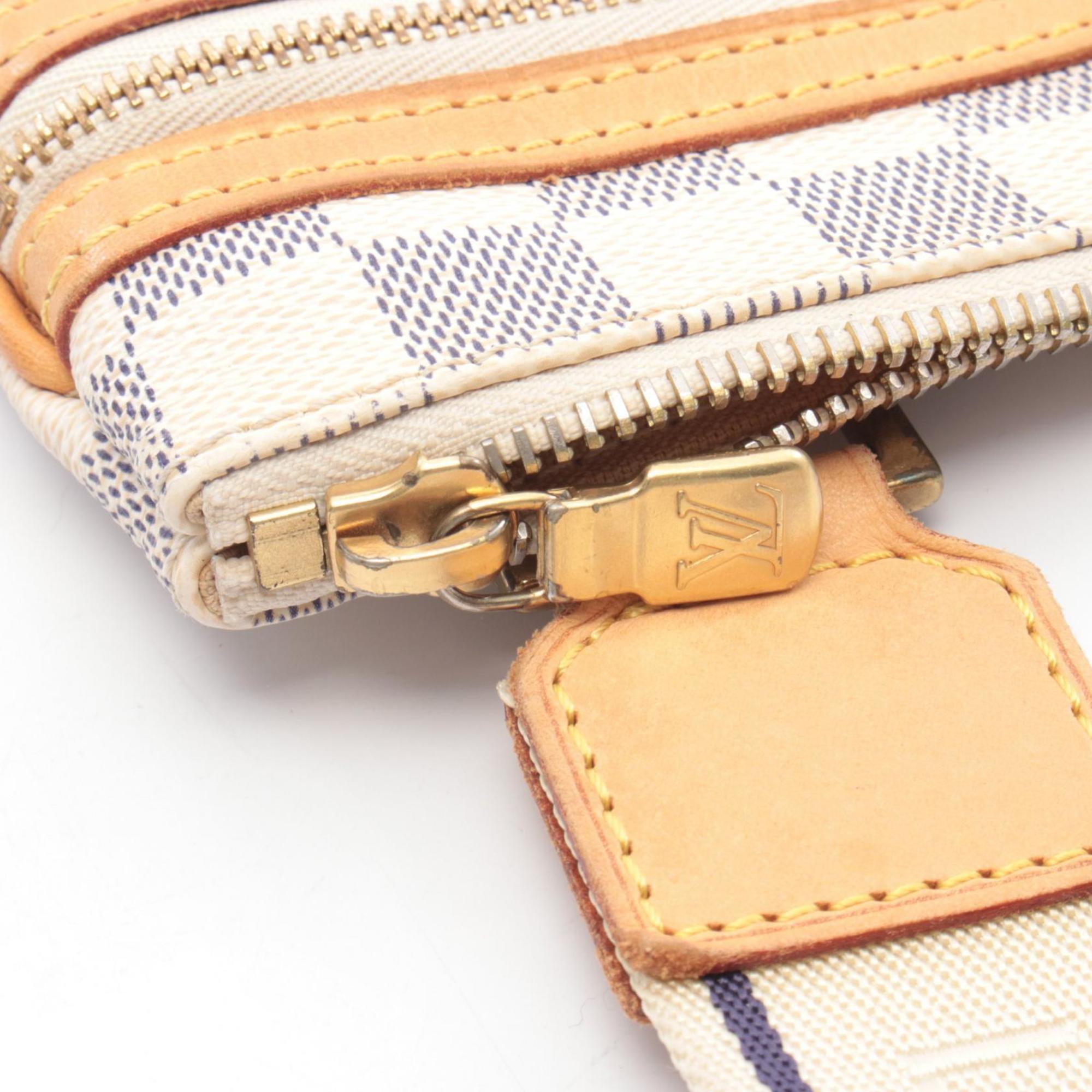 Louis Vuitton Damier Azur White Coated Canvas Leather Handbag Shoulder Bag (Pre-Owned)