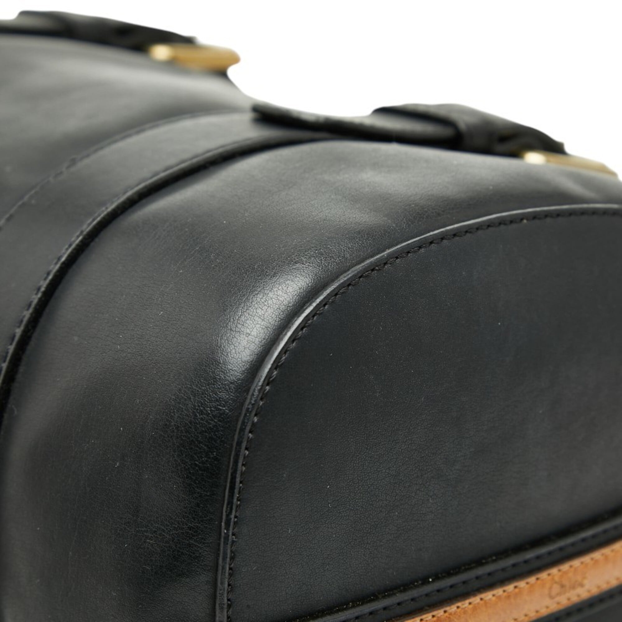 Chloé Black Leather Boston Bag Handbag Shoulder Bag (Pre-Owned)