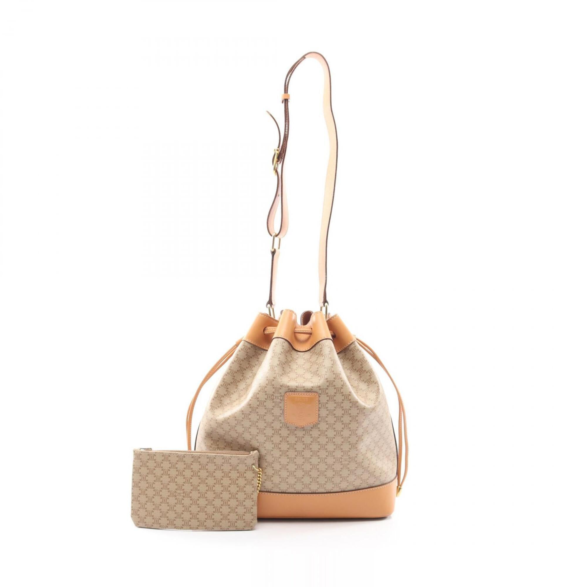 Celine Beige Coated Canvas Leather Handbag Shoulder Bag (Pre-Owned)