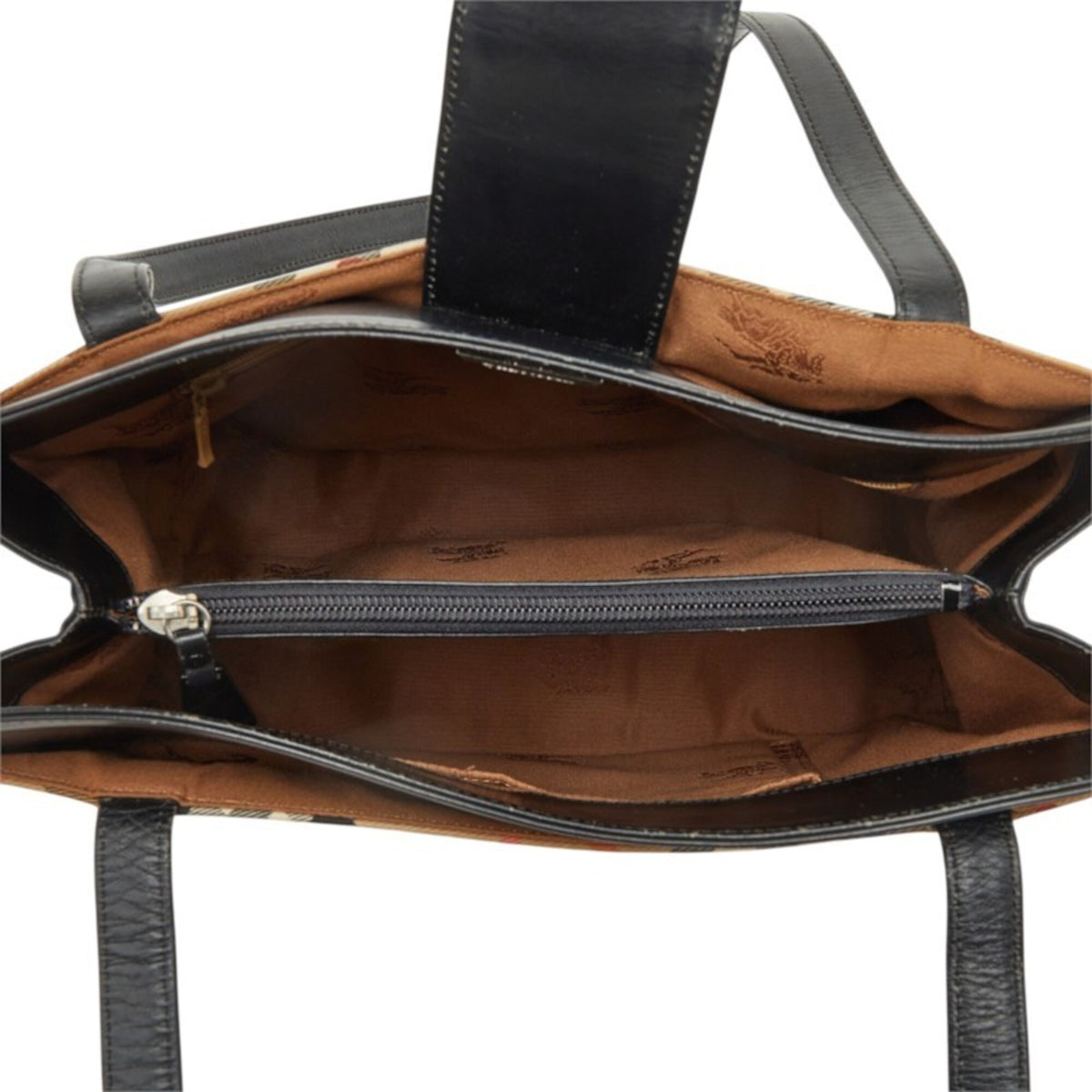 Burberry Beige Black Canvas Leather Tote Bag (Pre-Owned)