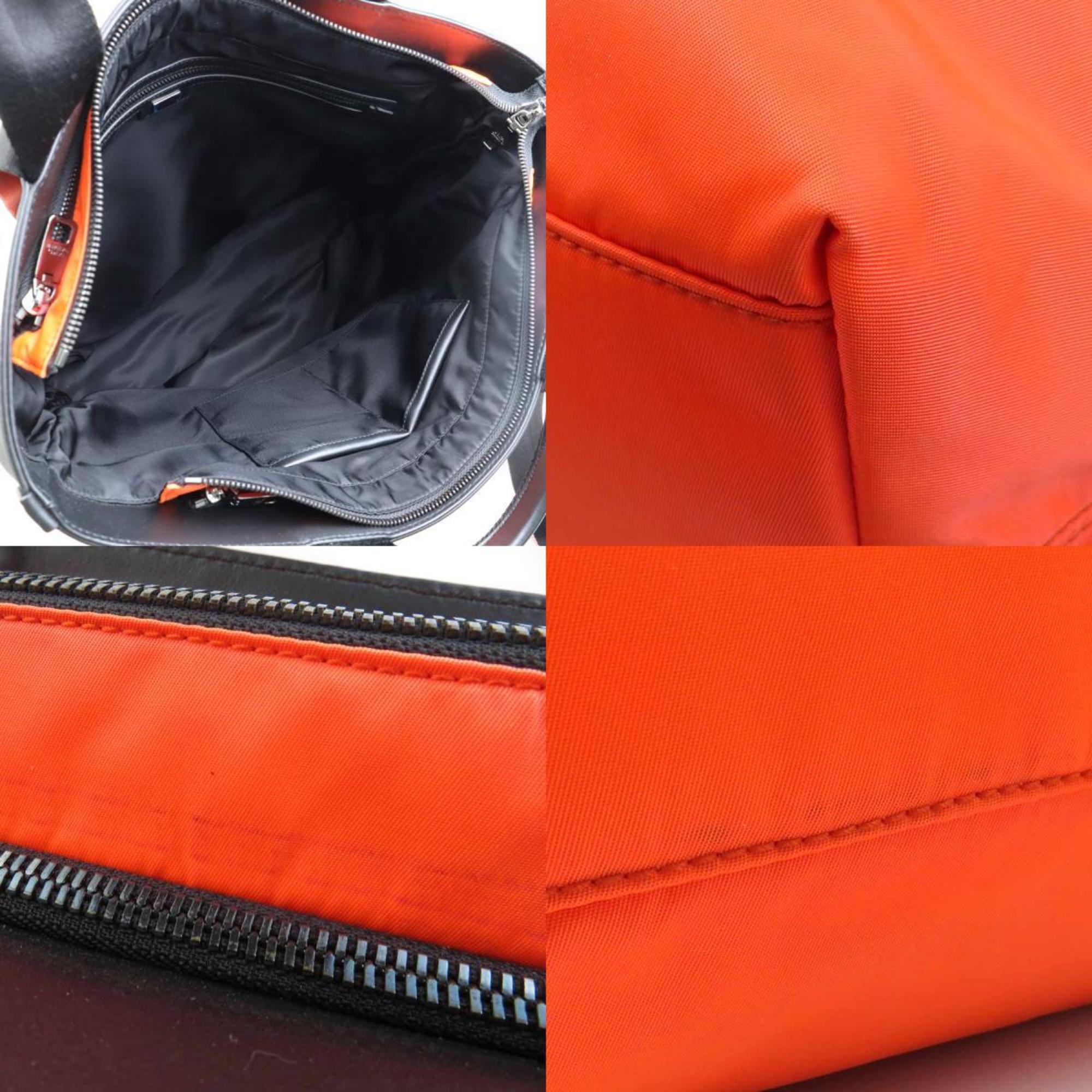 Dolce & Gabbana Black Neon Orange Nylon Shoulder Bag Tote Bag (Pre-Owned)