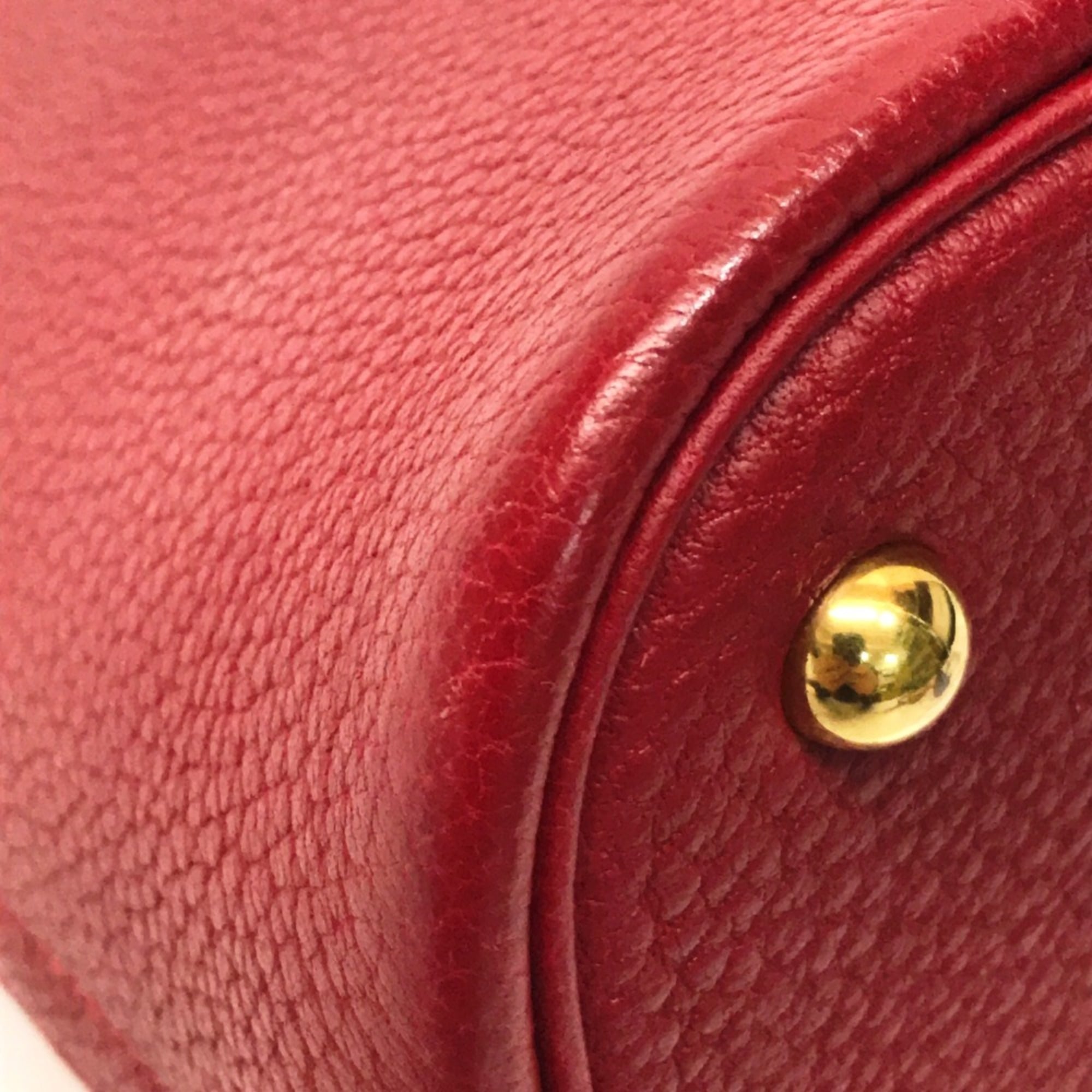 Hermes Bolide Red Color Rouge Vif Fjord Leather Handbag Shoulder Bag (Pre-Owned)