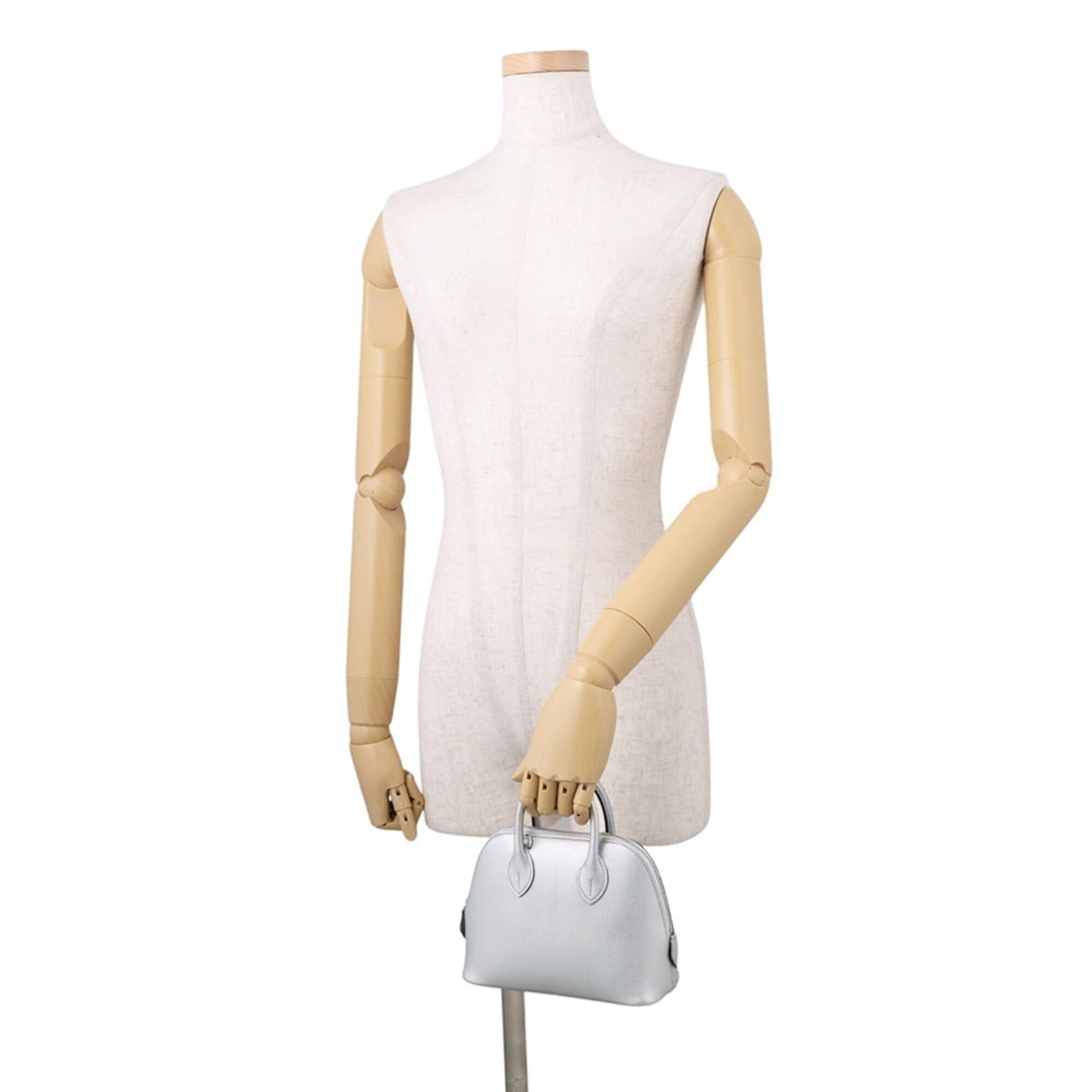 Hermes Bolide Argent Chevre Leather Handbag (Pre-Owned)