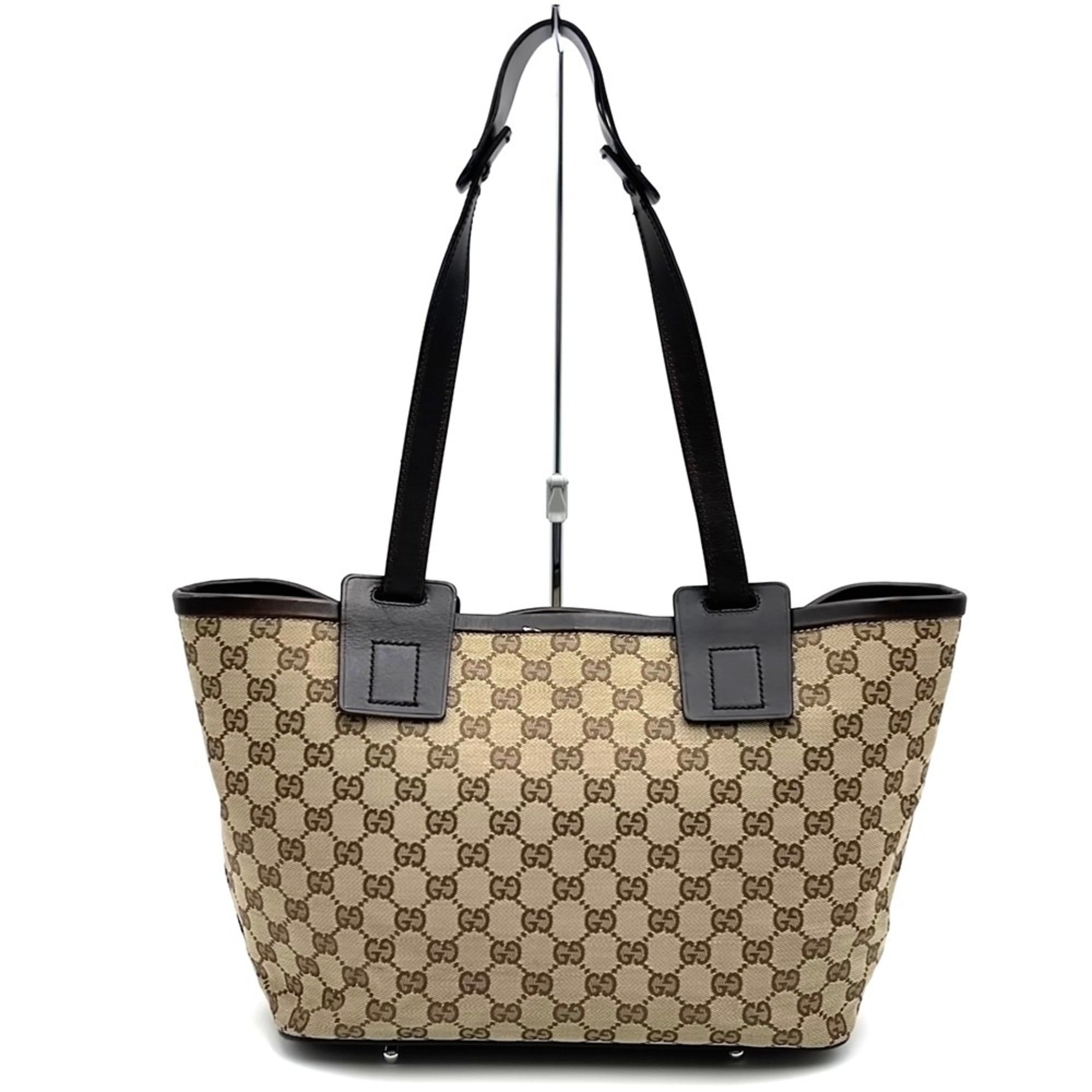 Gucci Gg Canvas Brown Gg Canvas Leather Tote Bag (Pre-Owned)