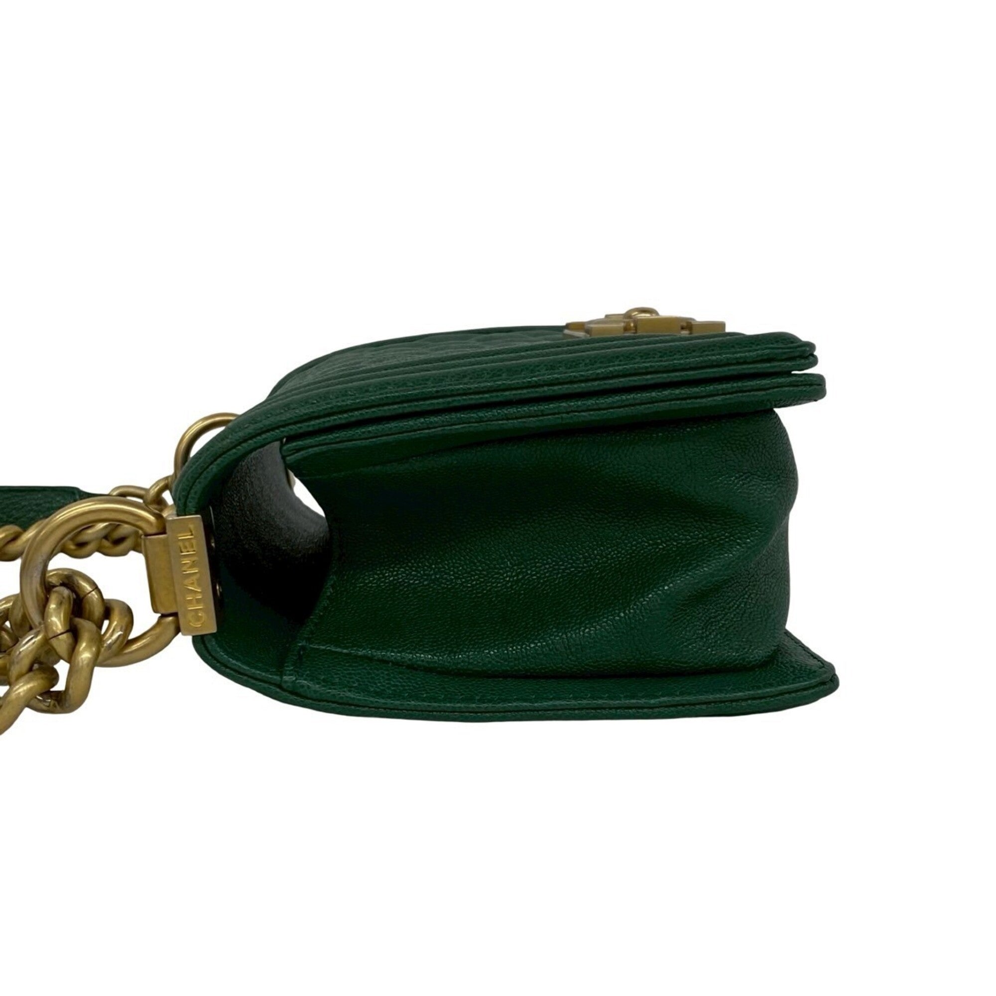 Chanel Green Grained Calfskin Shoulder Bag (Pre-Owned)