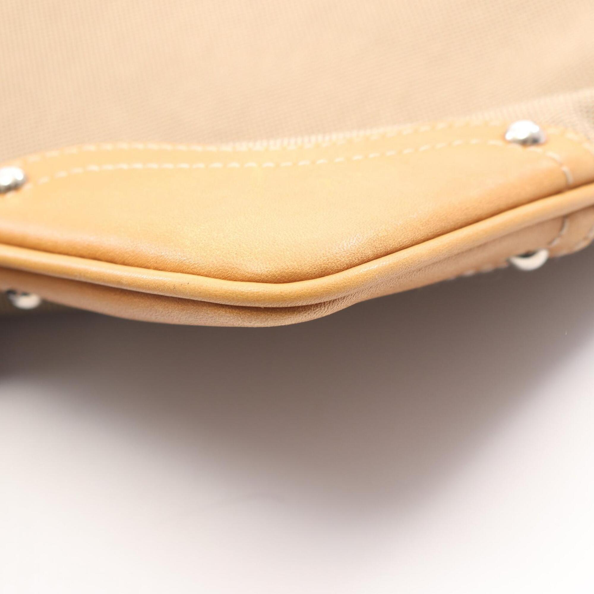 Prada Beige Brown Canvas Leather Handbag Shoulder Bag (Pre-Owned)
