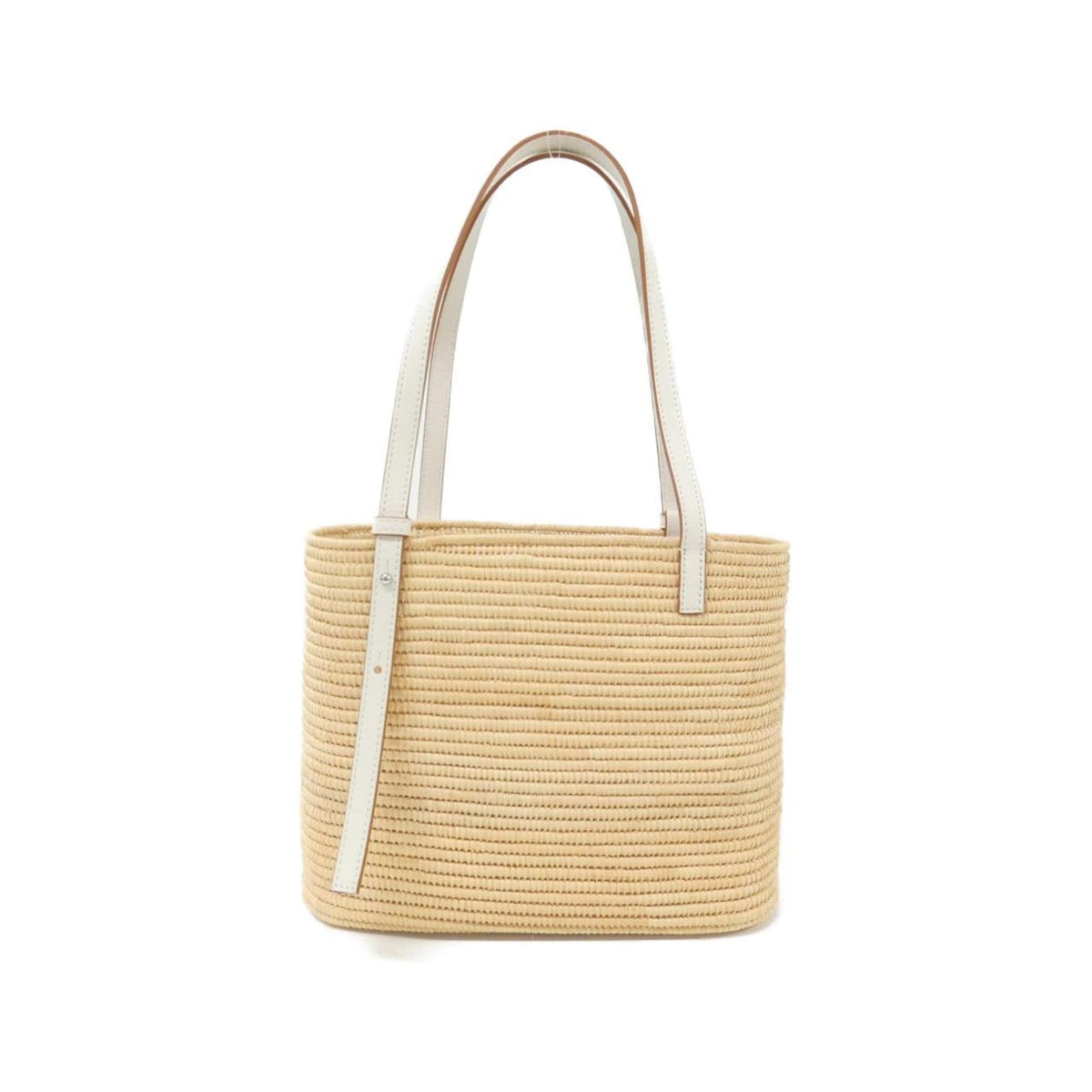 Loewe White Raffia Leather Basket Handbag (Pre-Owned)