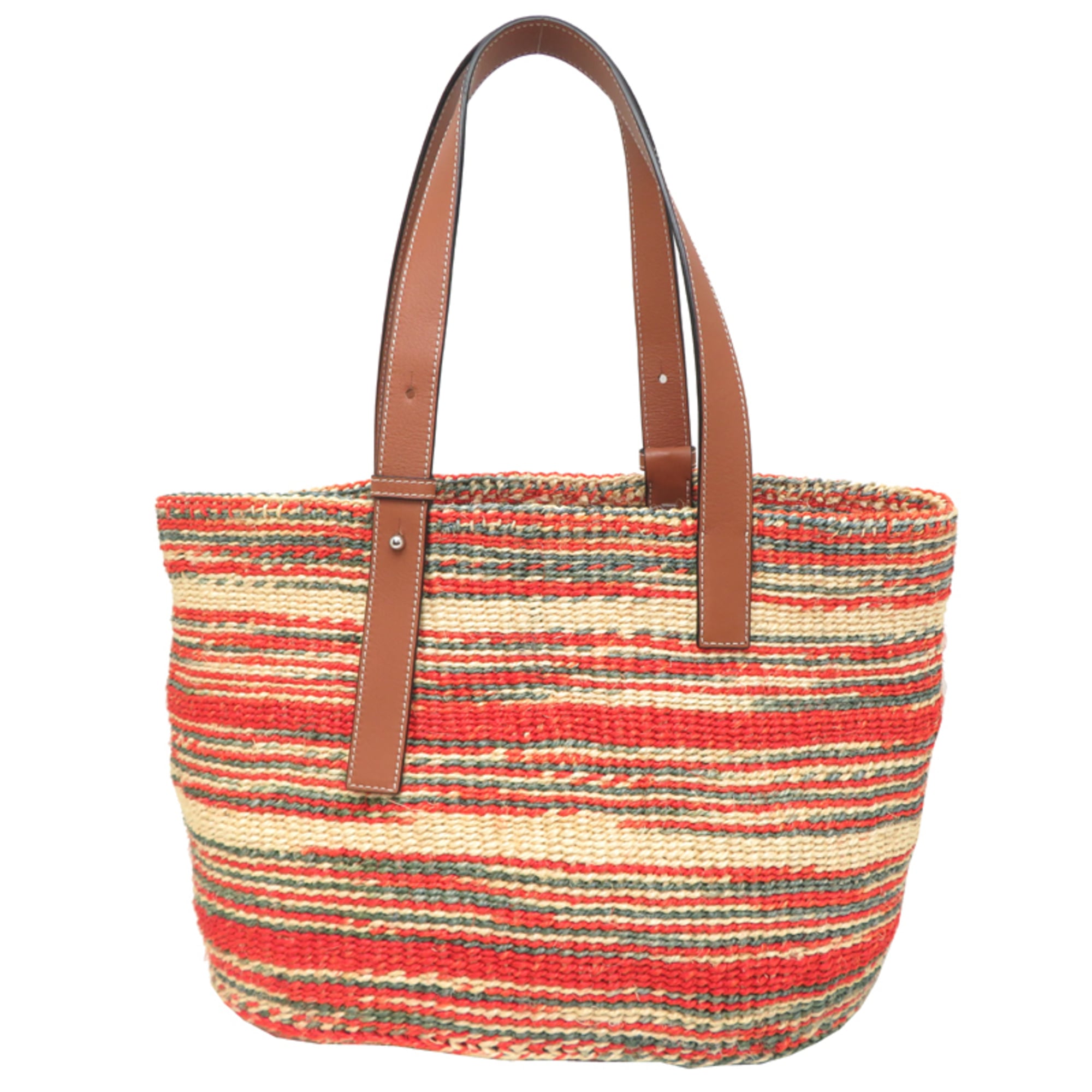 Loewe Brown Green Orange Hemp Basket Shoulder Bag (Pre-Owned)