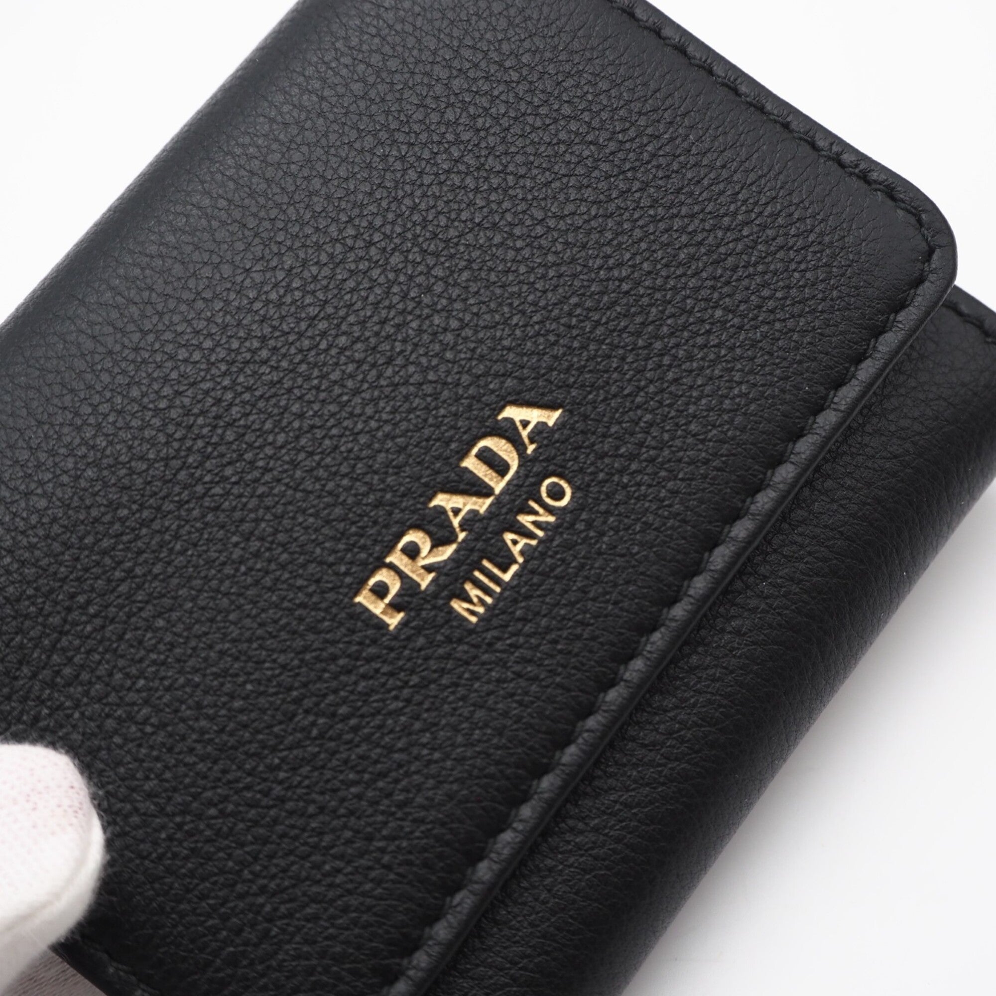Prada Black Leather Wallet (Tri-Fold) (Pre-Owned)