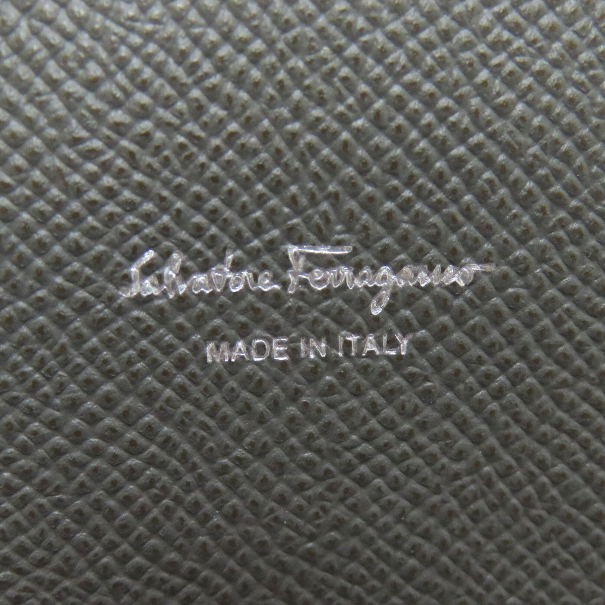 Salvatore Ferragamo Gray Leather Long Wallet (Bi-Fold) (Pre-Owned)