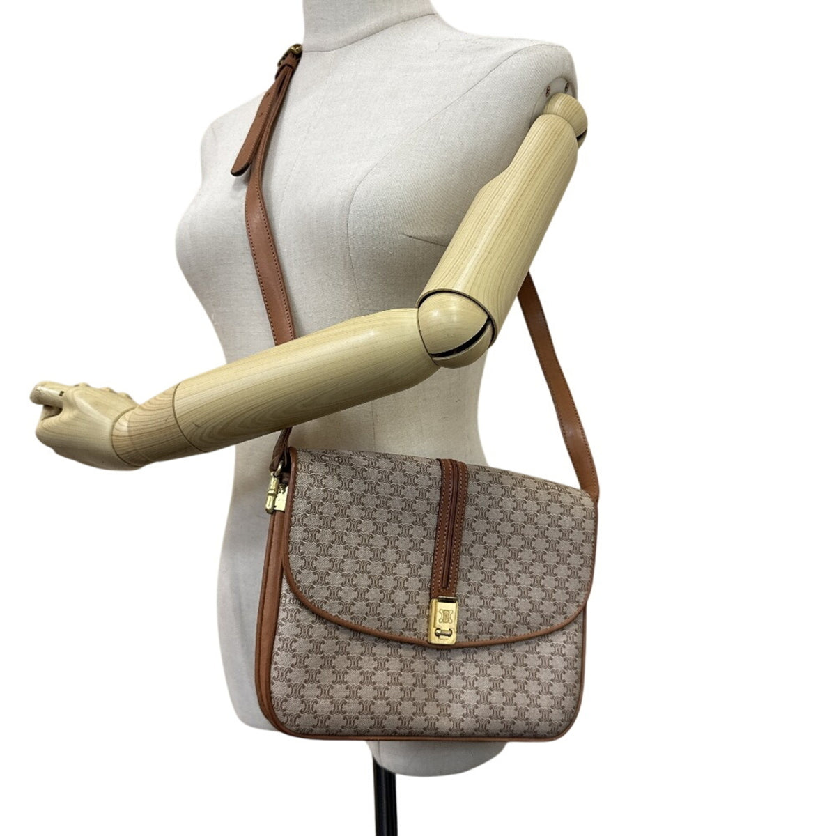Celine Beige Brown Pvc Pochette Shoulder Bag (Pre-Owned)