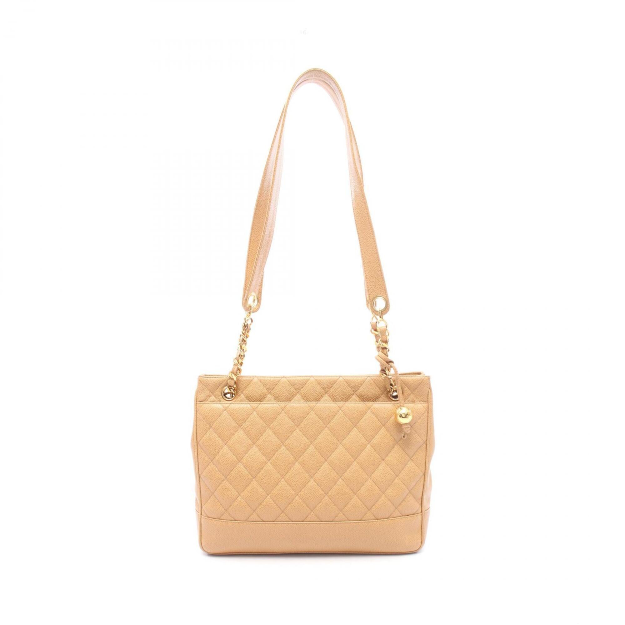Chanel Beige Grained Calfskin Handbag Tote Bag (Pre-Owned)