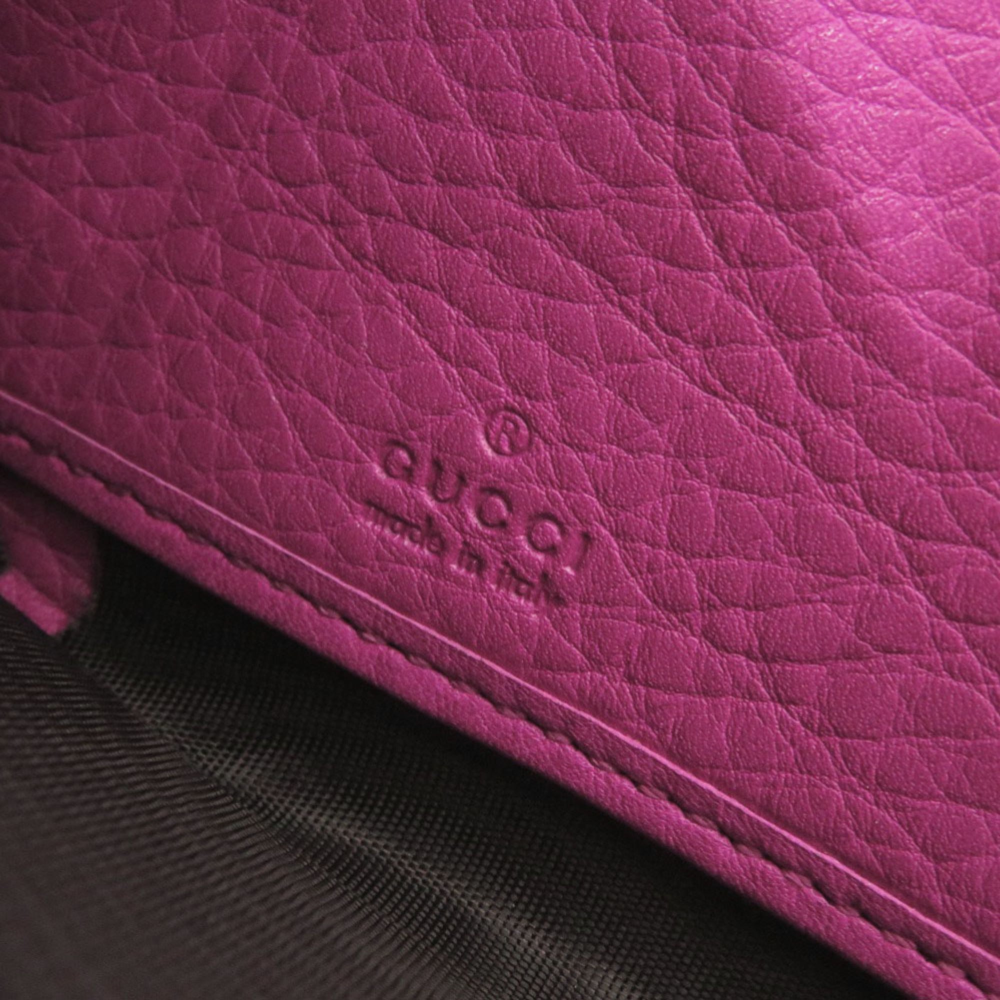 Gucci Bamboo Pink Bamboo Leather Long Wallet (Bi-Fold) (Pre-Owned)