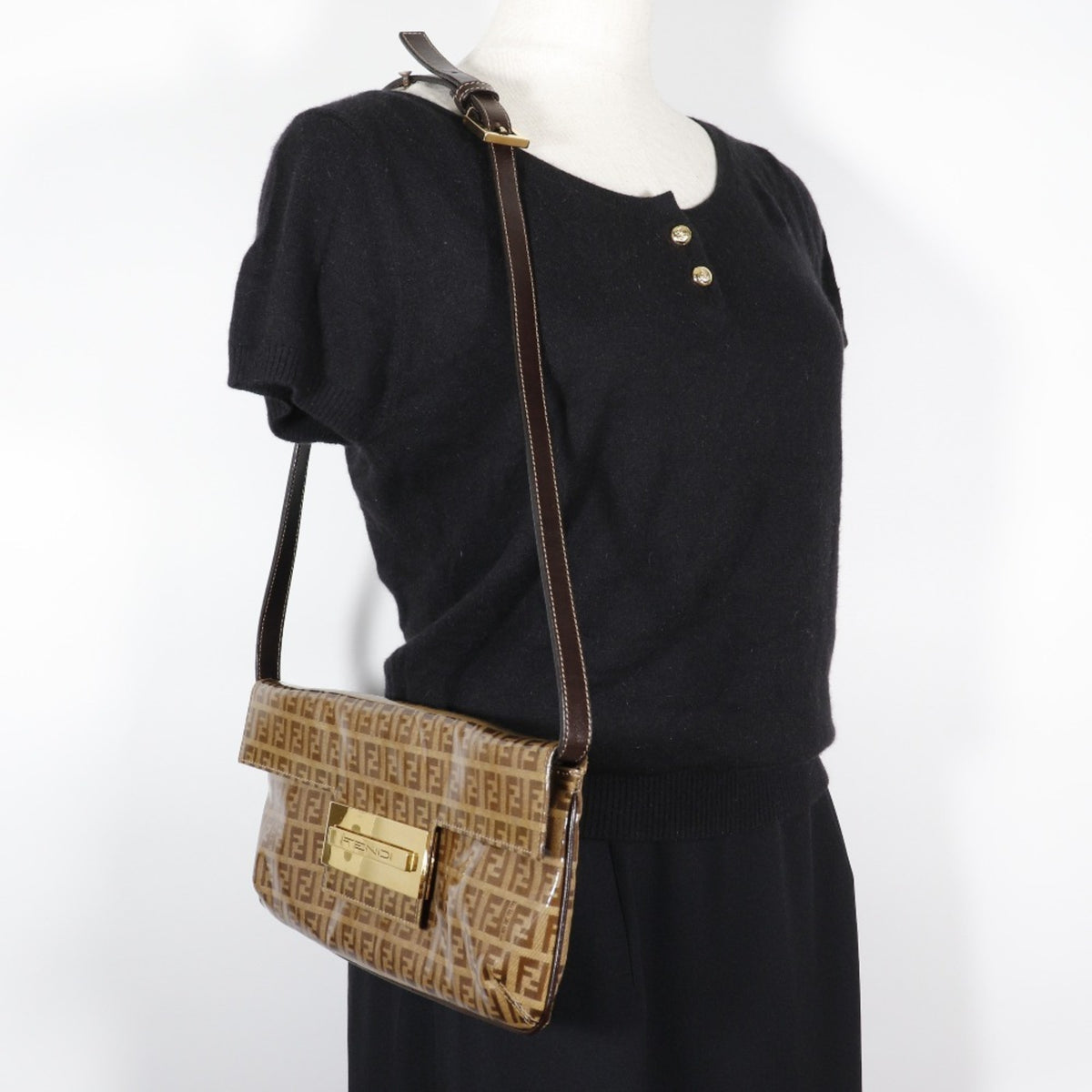 Fendi Brown Vinyl Shoulder Bag (Pre-Owned)
