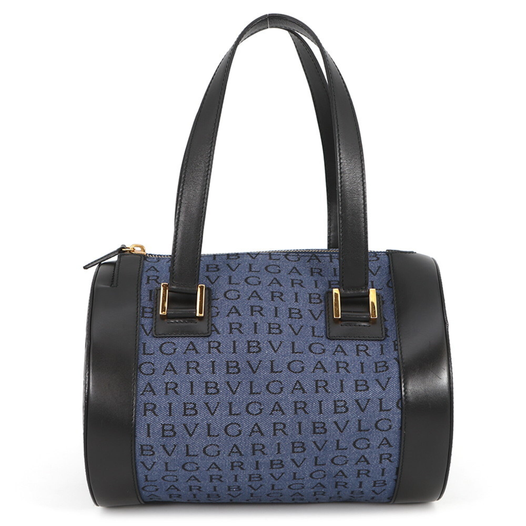 Bvlgari B.Zero1 Navy Black Denim Leather Handbag (Pre-Owned)