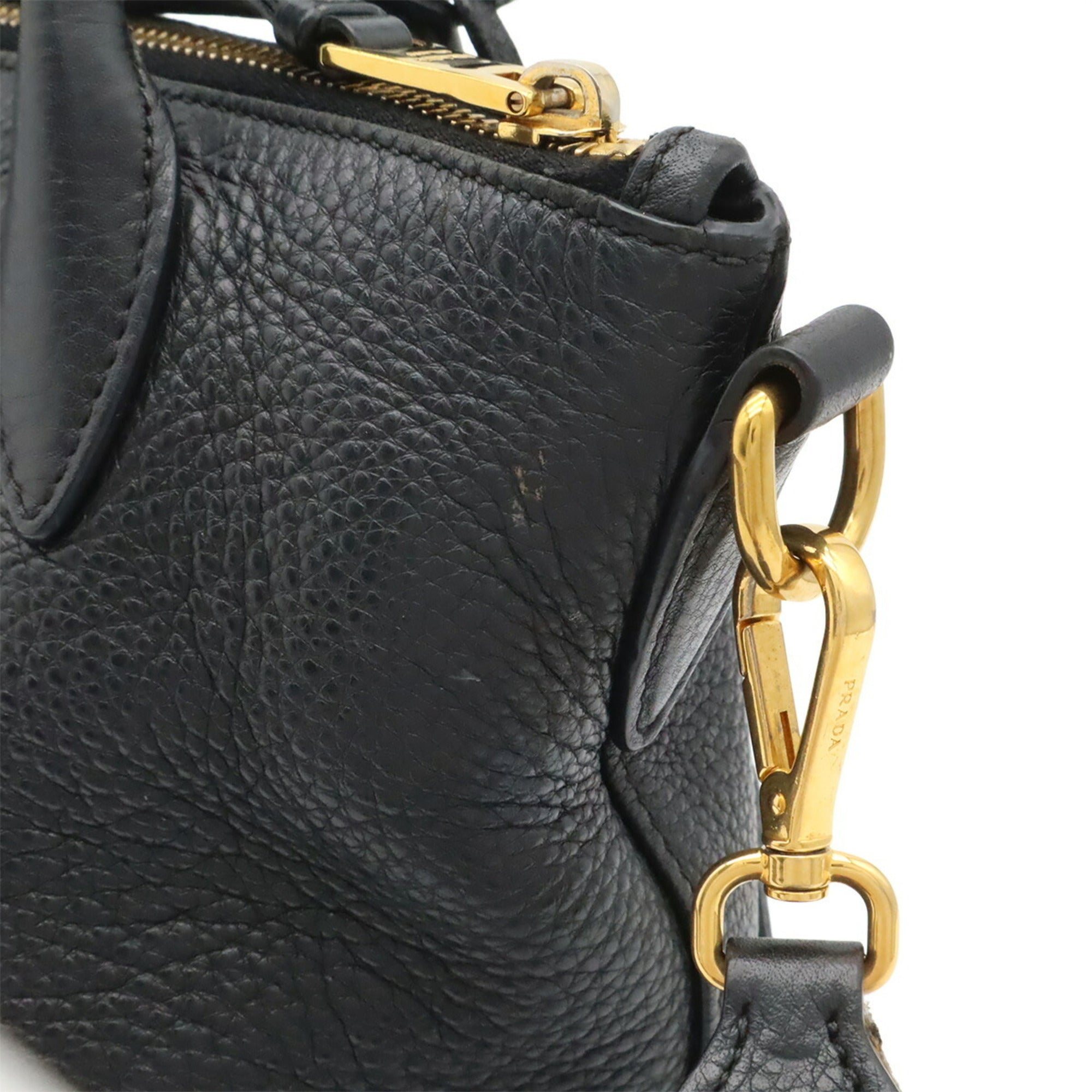 Prada Black Nero Leather Handbag Shoulder Bag (Pre-Owned)