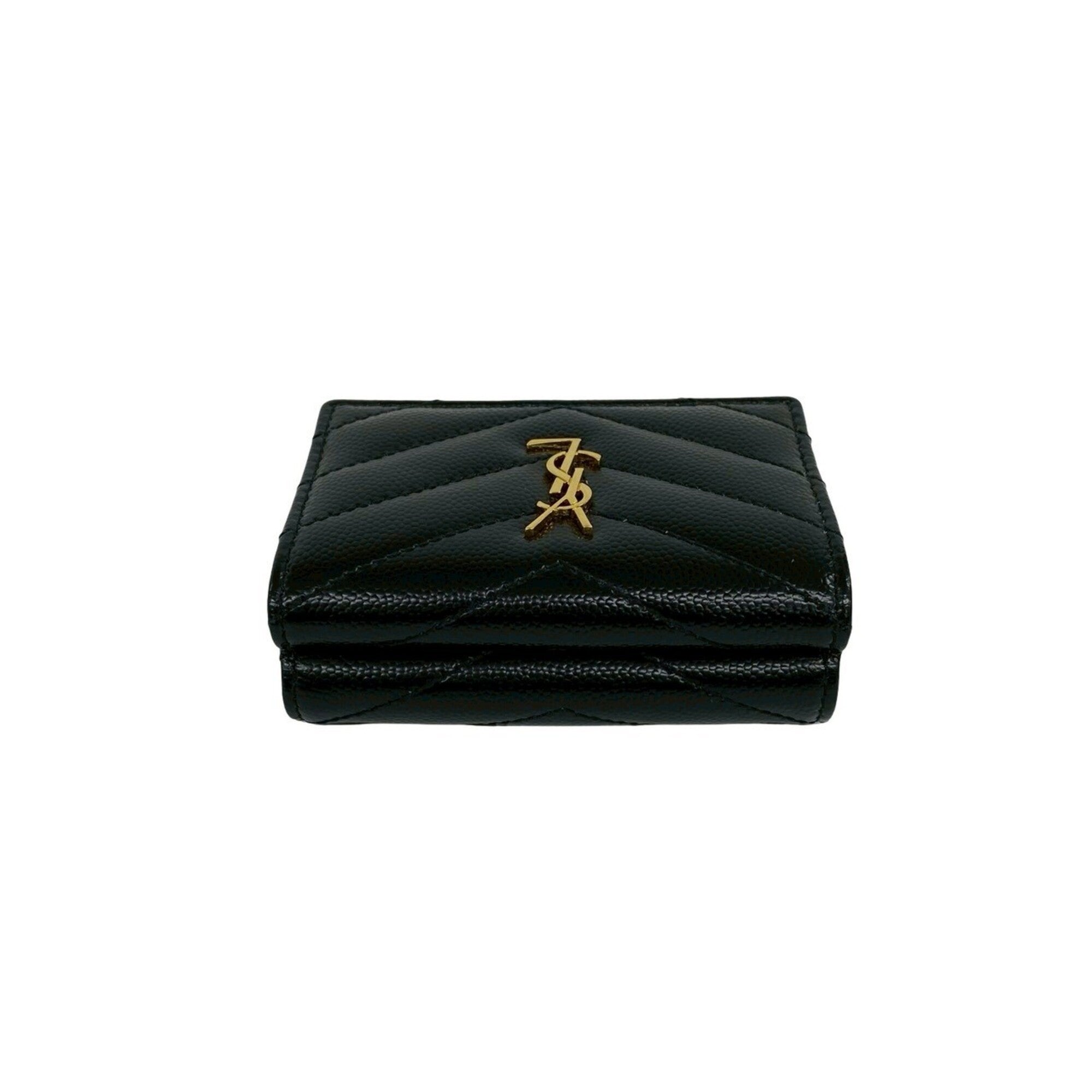 Yves Saint Laurent Black Leather Wallet (Tri-Fold) (Pre-Owned)