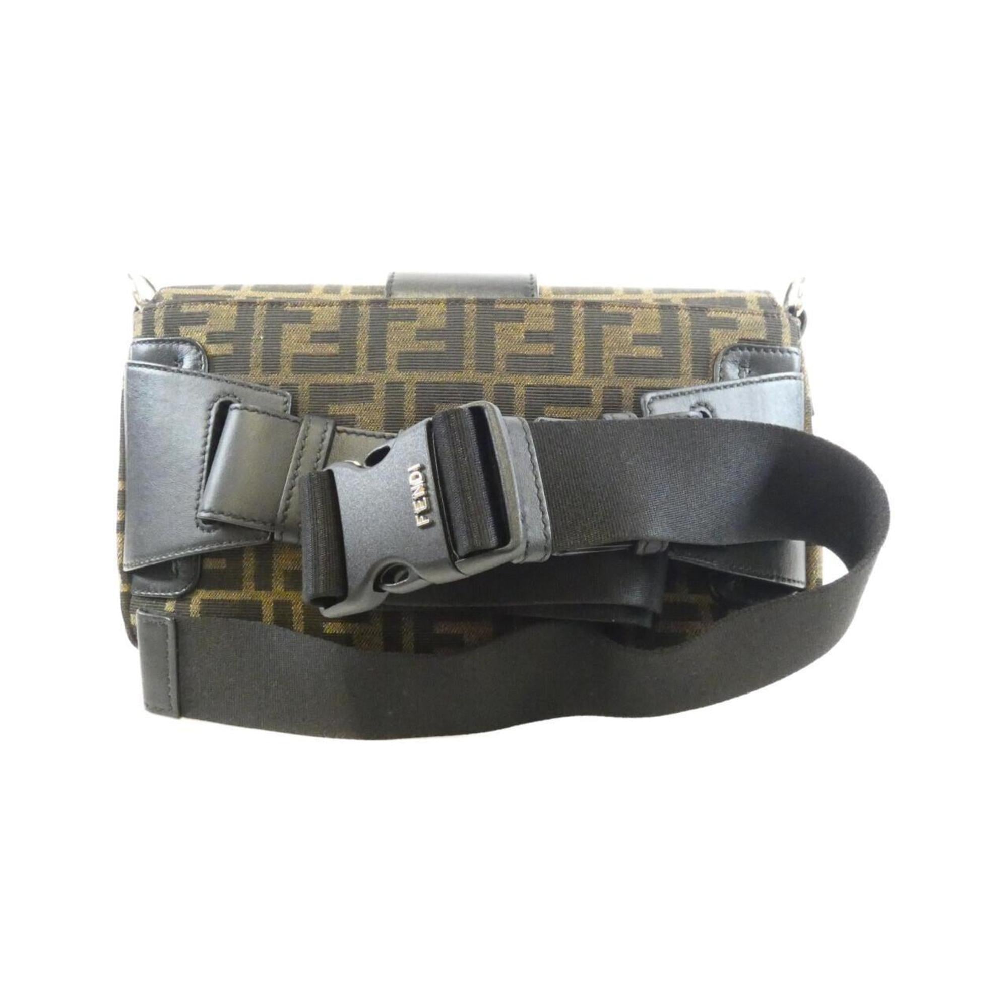 Fendi Silver Canvas Leather Fanny Pack (Pre-Owned)