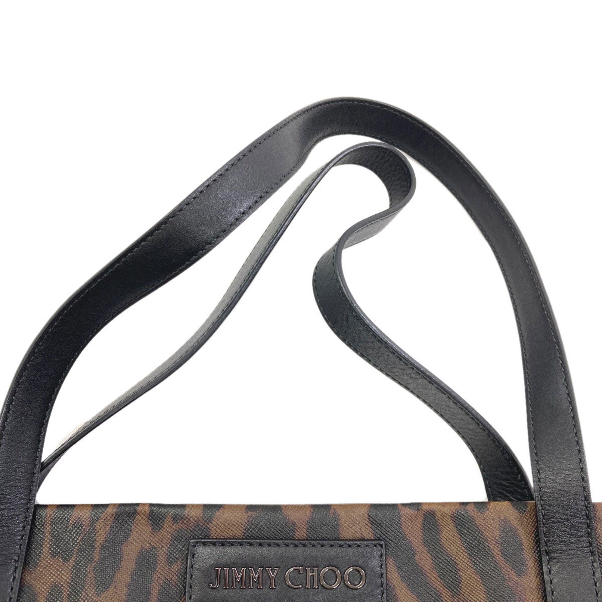 Jimmy Choo Black Brown Leather Tote Bag (Pre-Owned)
