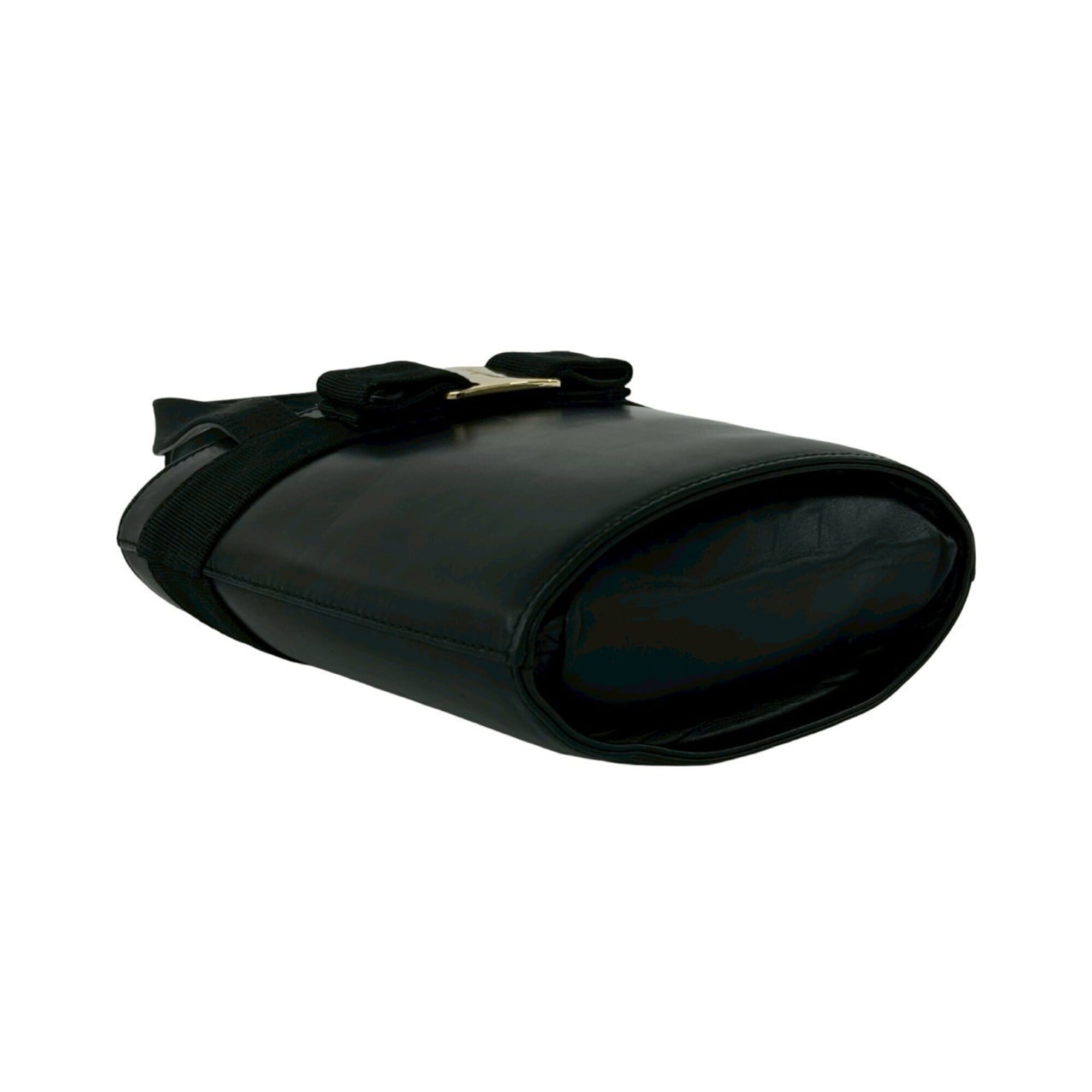 Salvatore Ferragamo Black Leather Handbag Tote Bag (Pre-Owned)