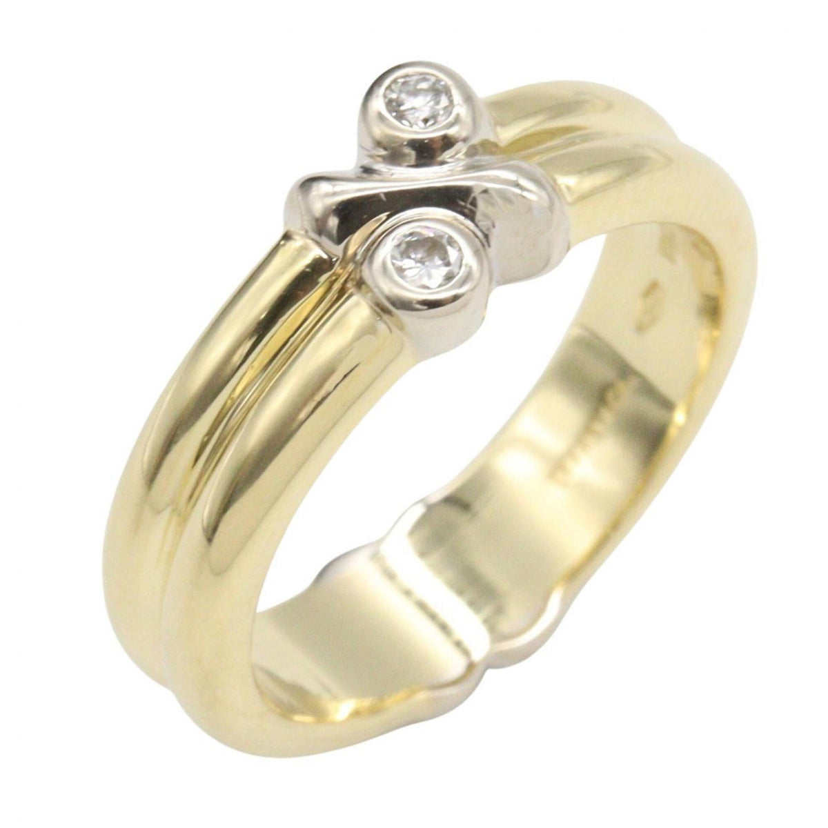 Tiffany Gold Silver Clear Yellow Gold (18K) White Gold (18K) Band Ring (Pre-Owned)