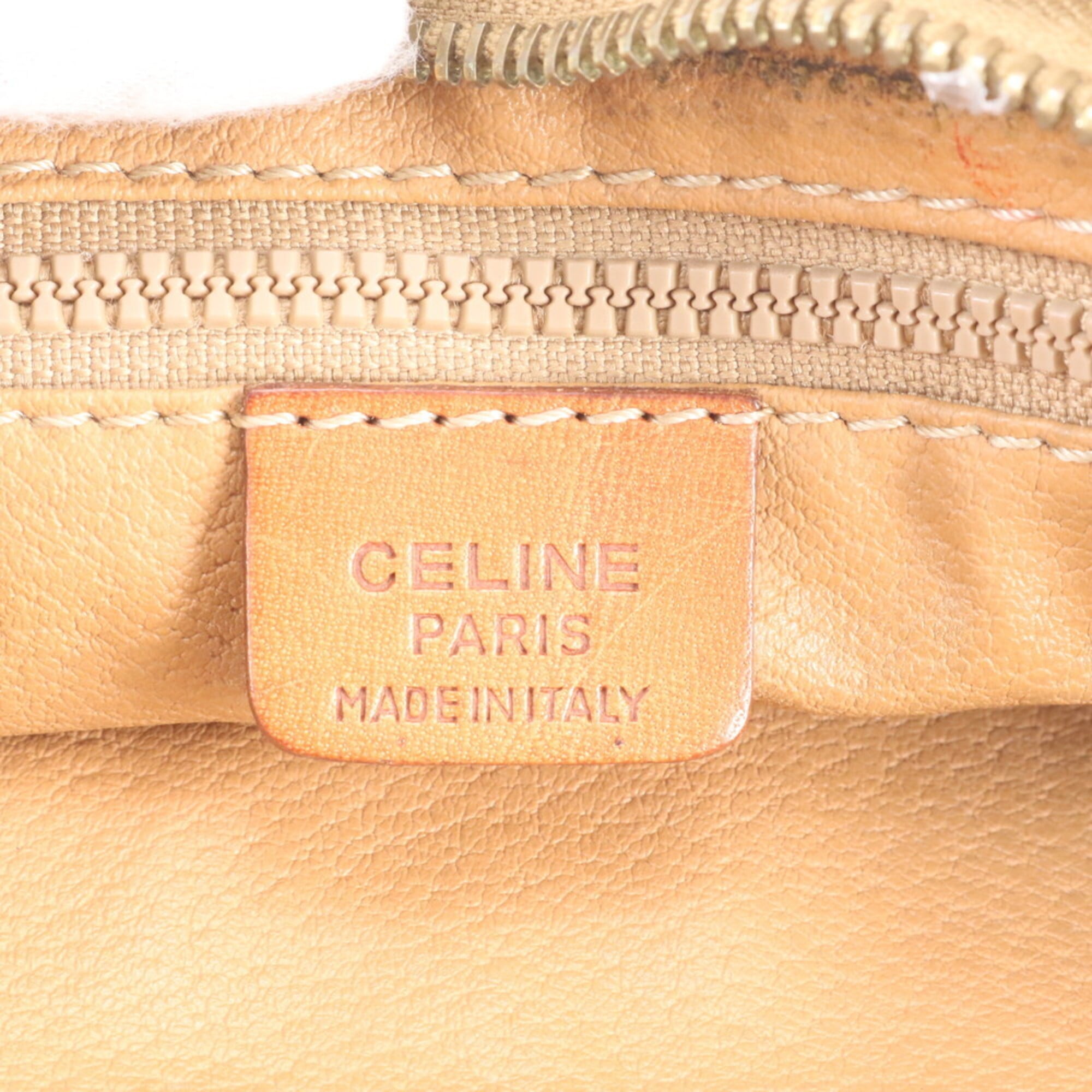 Celine Macadam Brown Leather Coated Canvas Handbag (Pre-Owned)