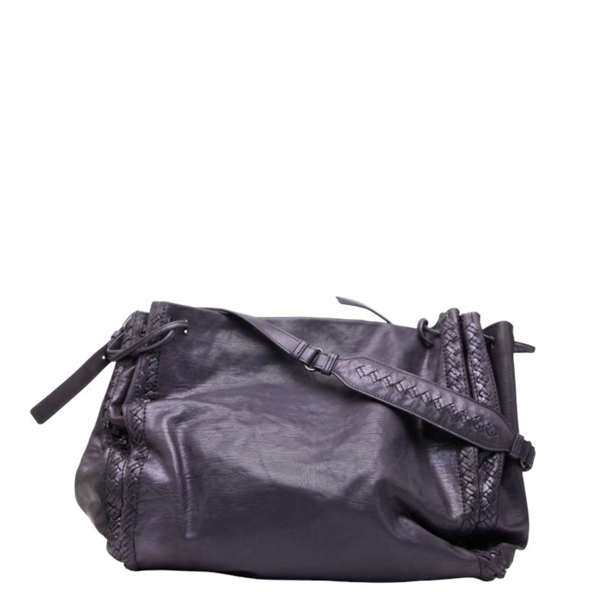 Bottega Veneta Purple Leather Shoulder Bag (Pre-Owned)