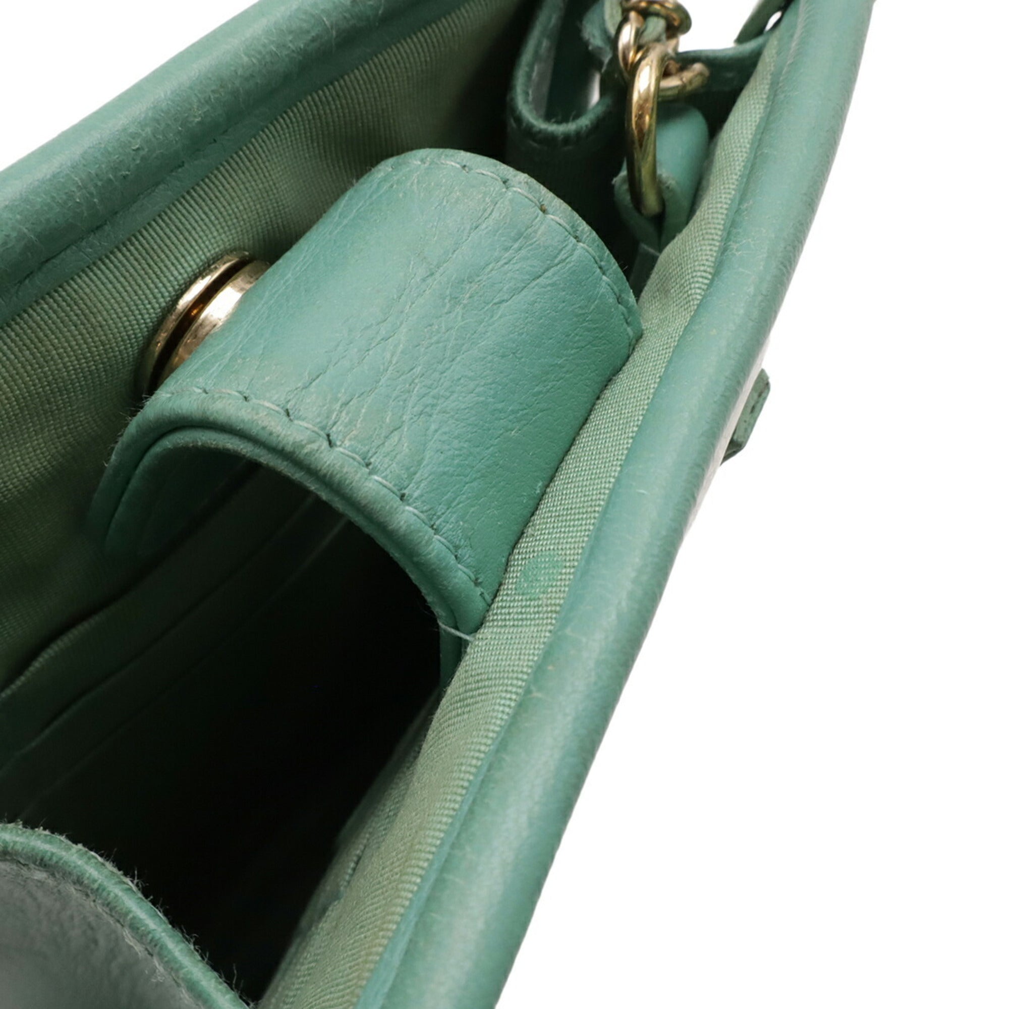 Chanel Blue Green Clear Multi-Color Tweed Vinyl Leather Shoulder Bag (Pre-Owned)
