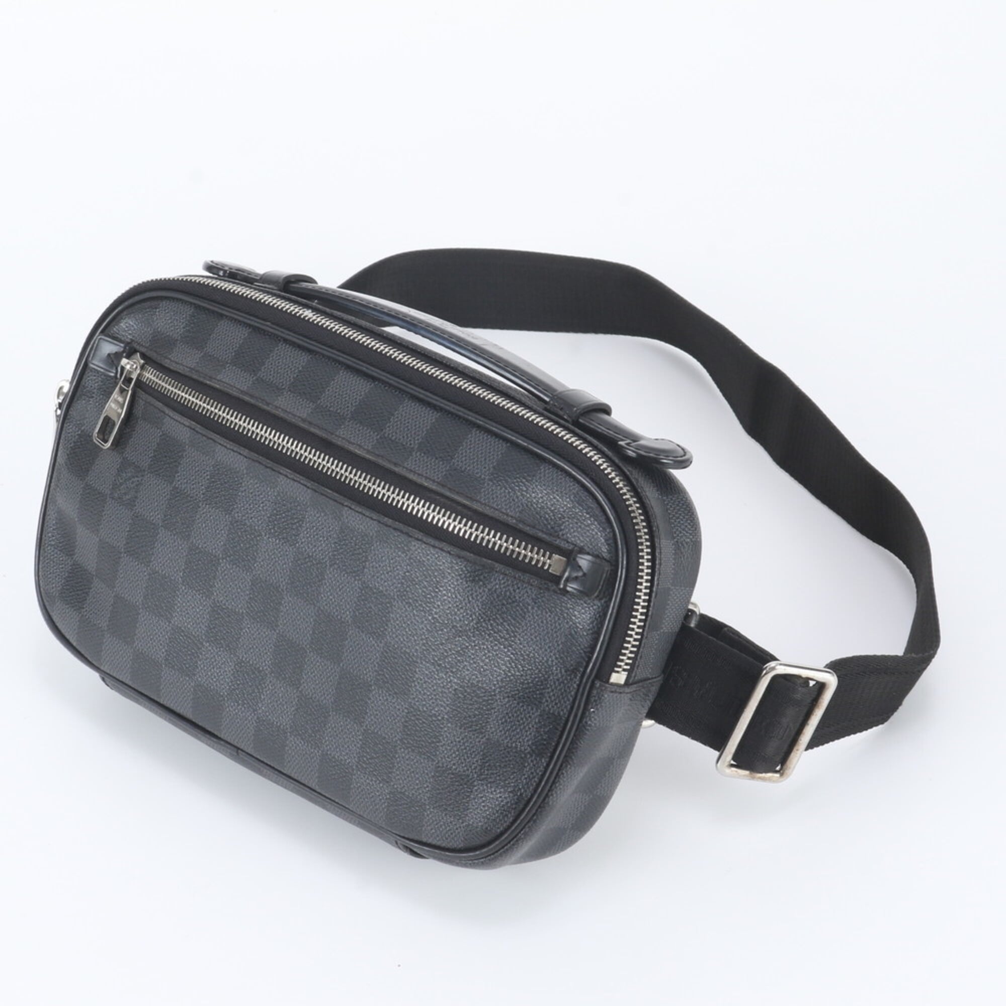 Louis Vuitton Black Leather Coated Canvas Pouch Sling Bag (Pre-Owned)