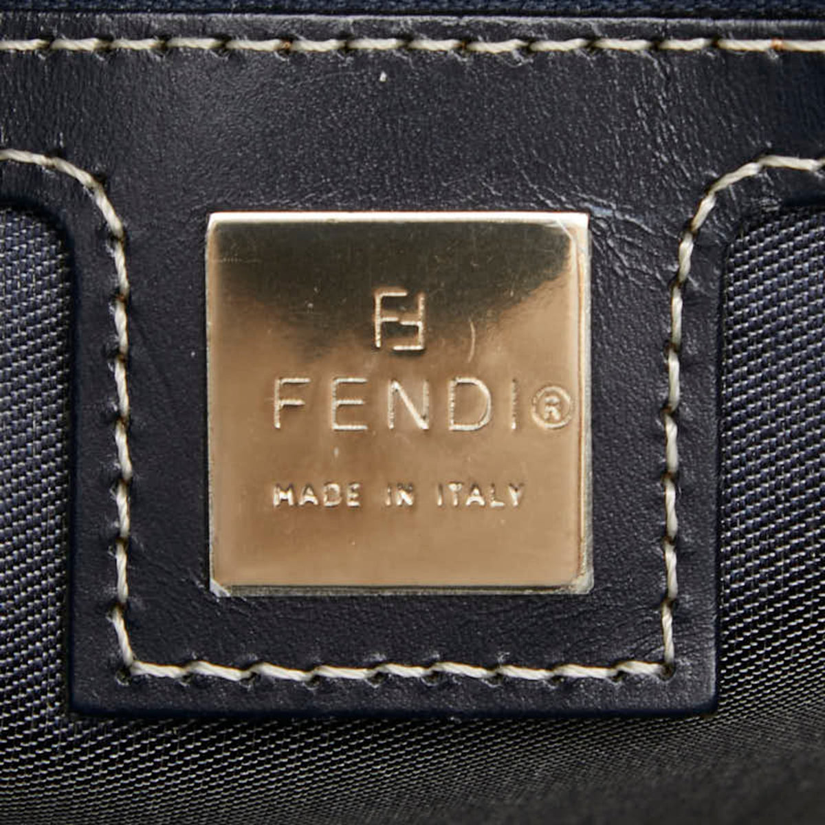 Fendi Navy Canvas Shoulder Bag Tote Bag (Pre-Owned)