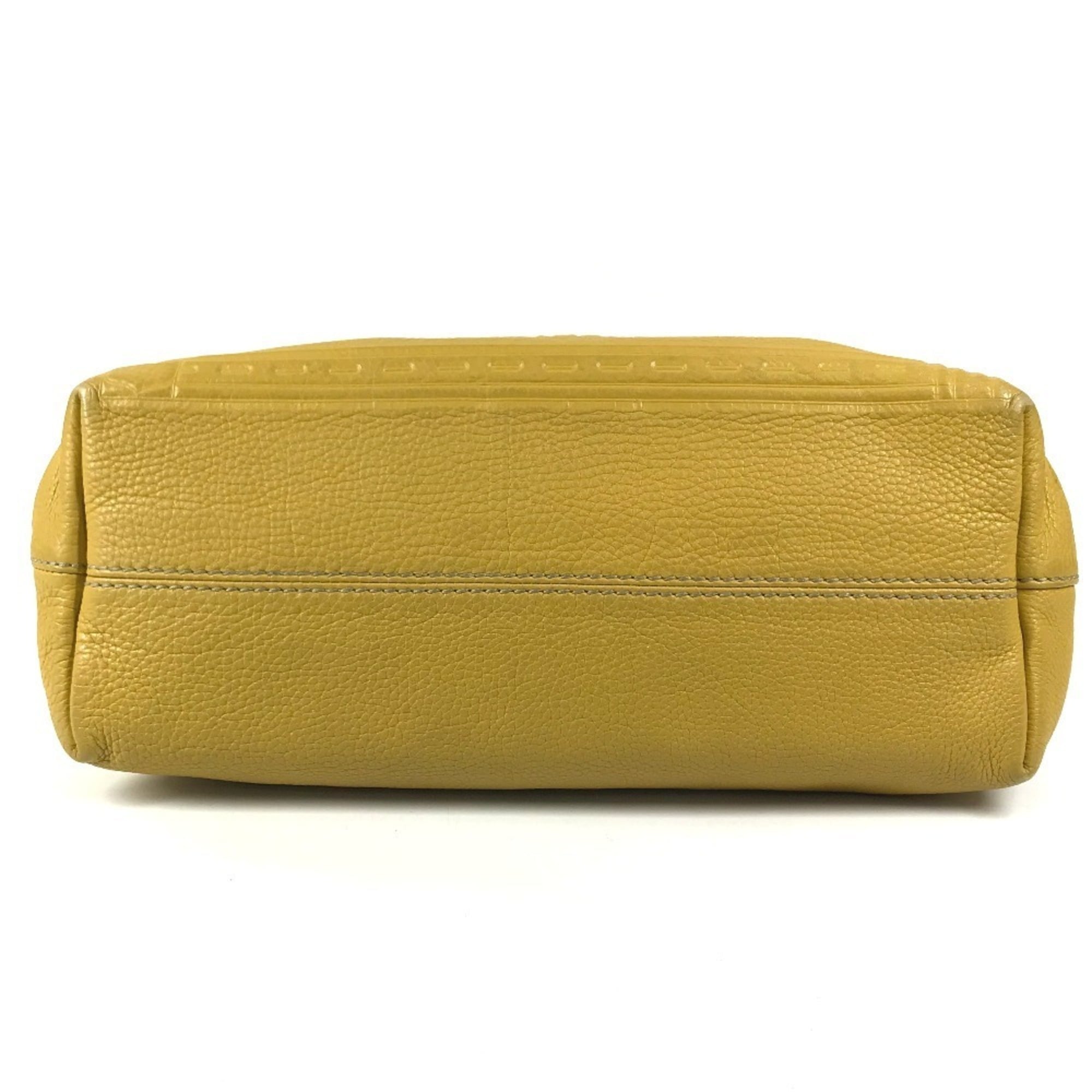 Fendi Yellow Leather Shoulder Bag Tote Bag (Pre-Owned)