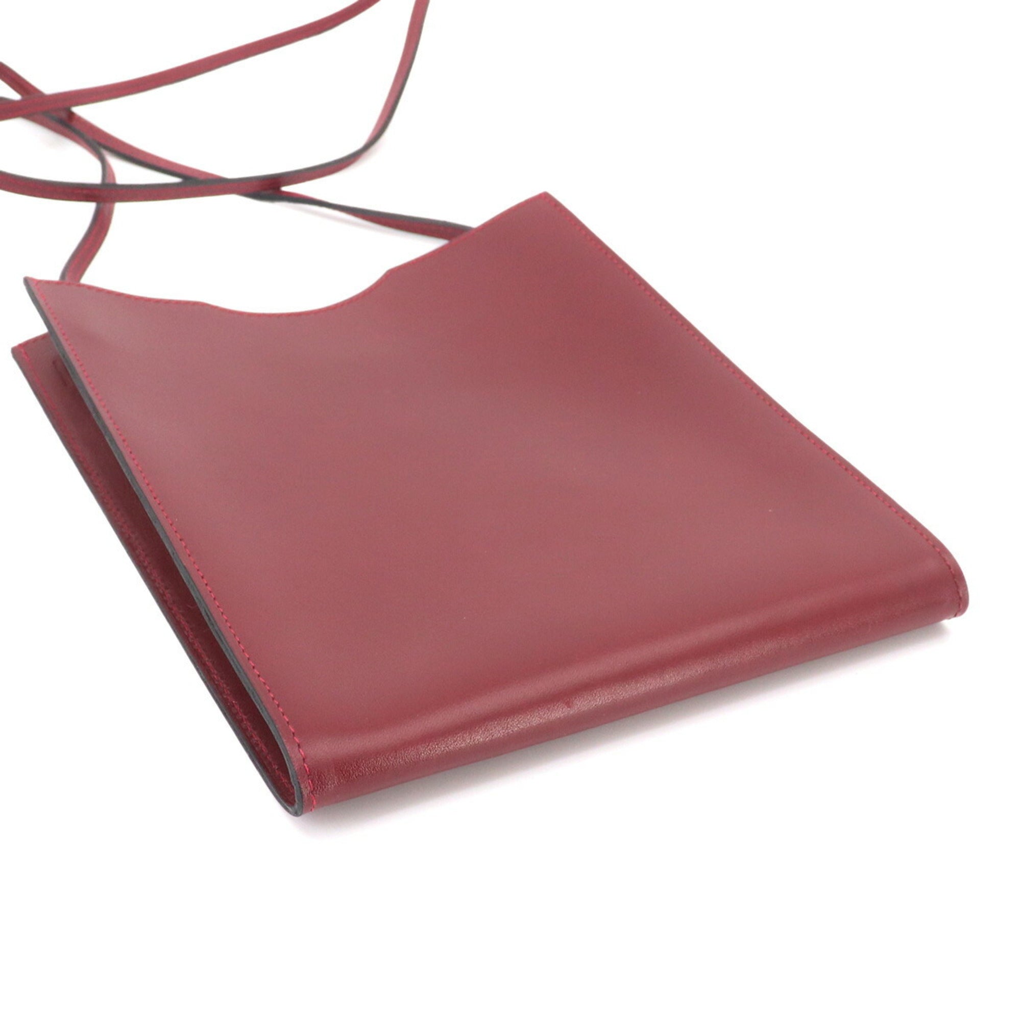 Hermes Rouge H Box Calf Leather Handbag Pochette Shoulder Bag (Pre-Owned)