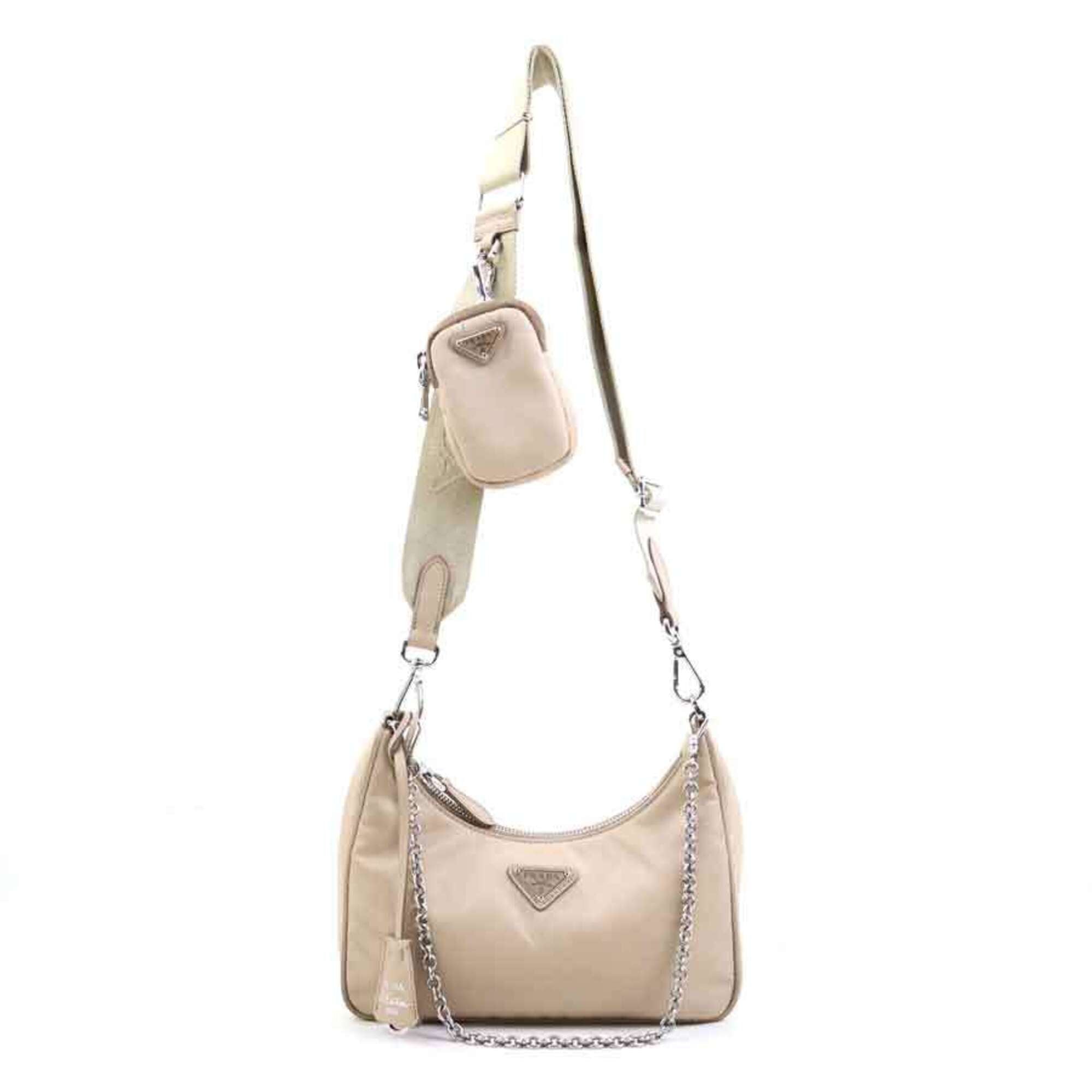 Prada Beige Nylon Shoulder Bag (Pre-Owned)
