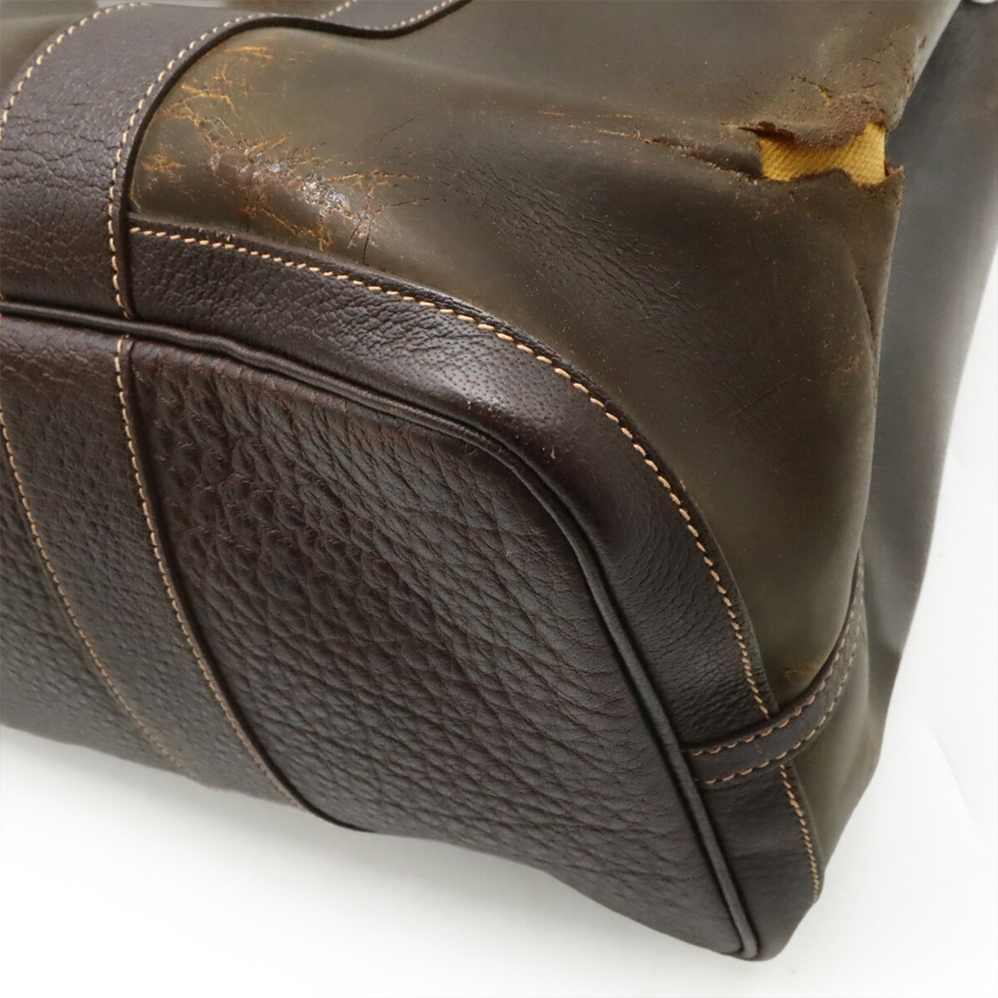Hermes Garden Dark Brown Amazonia Leather Handbag Tote Bag (Pre-Owned)
