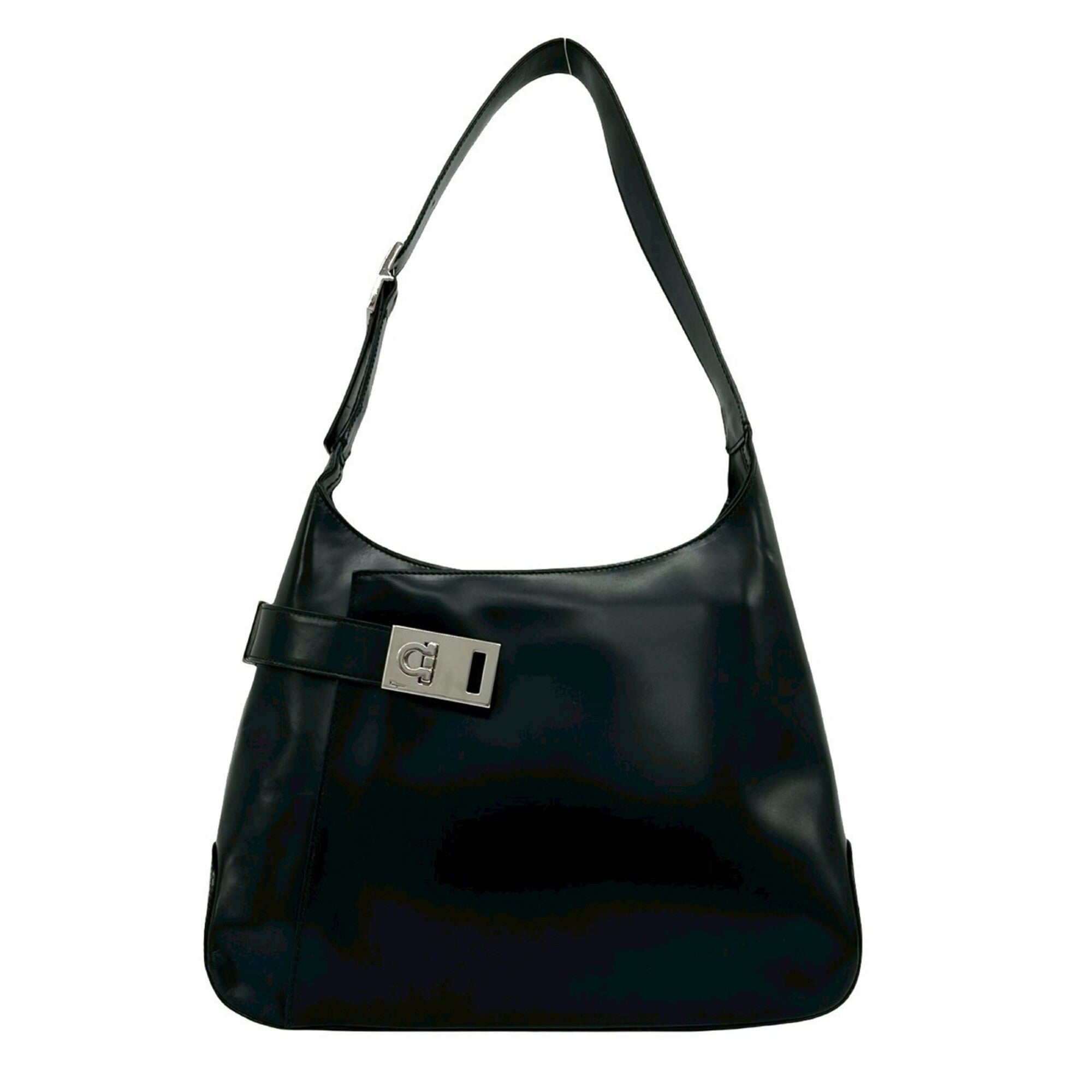 Salvatore Ferragamo Black Leather Shoulder Bag (Pre-Owned)