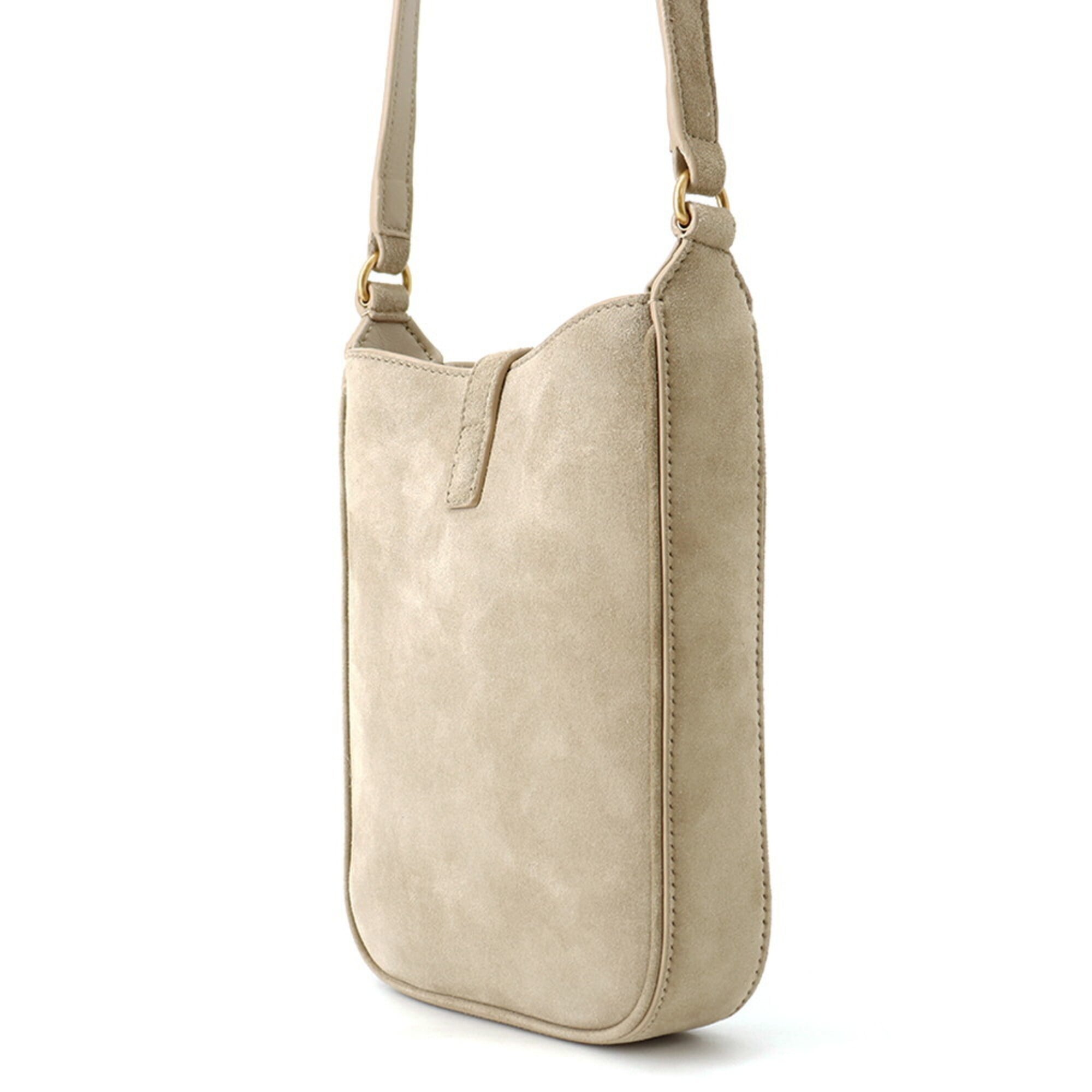 Yves Saint Laurent Beige Suede Handbag Shoulder Bag (Pre-Owned)