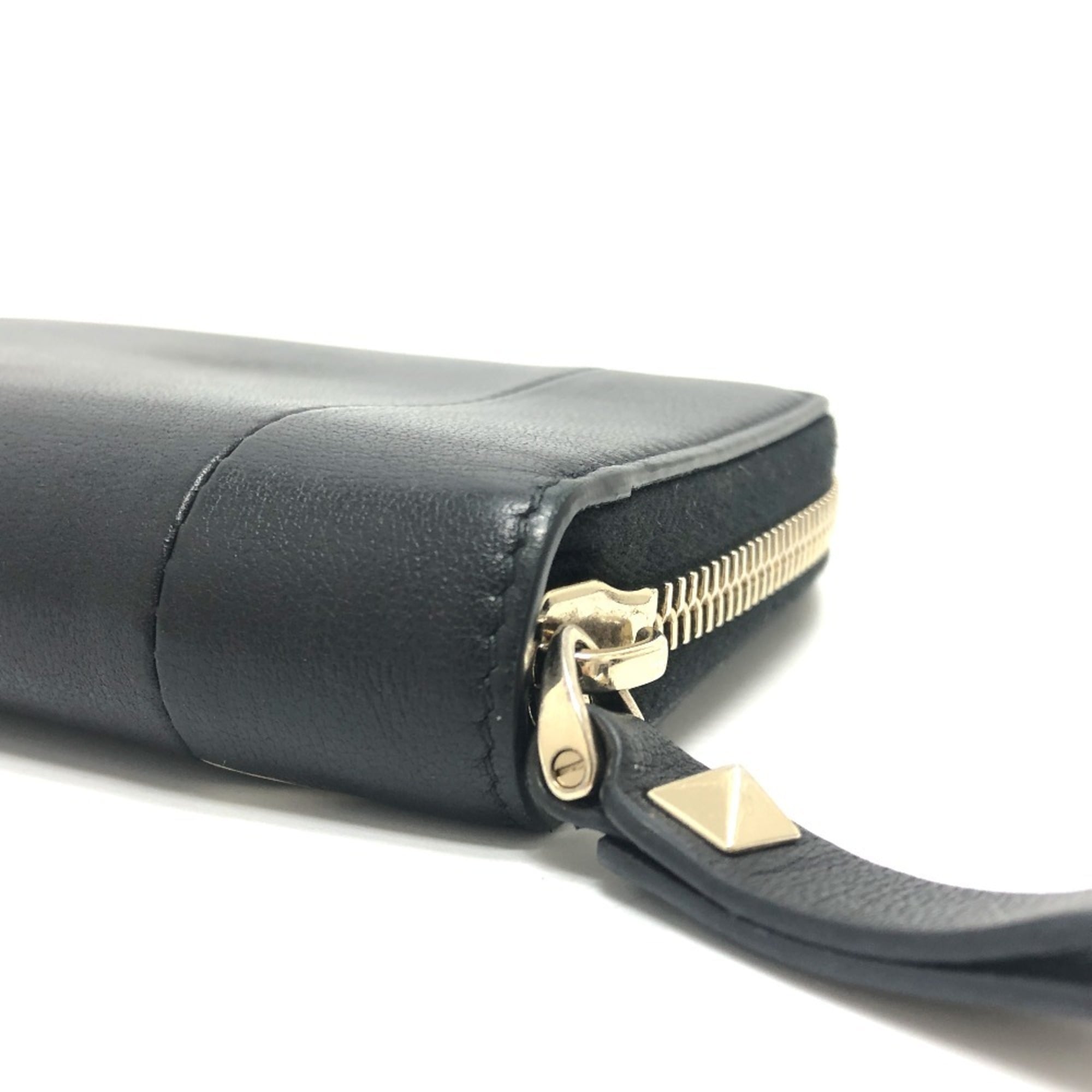 Valentino Black White Leather Wallet (Bi-Fold) (Pre-Owned)