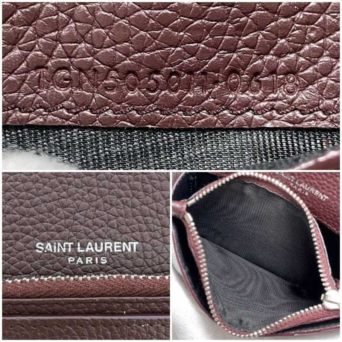 Saint Laurent Bordeaux Leather Wallet (Bi-Fold) (Pre-Owned)