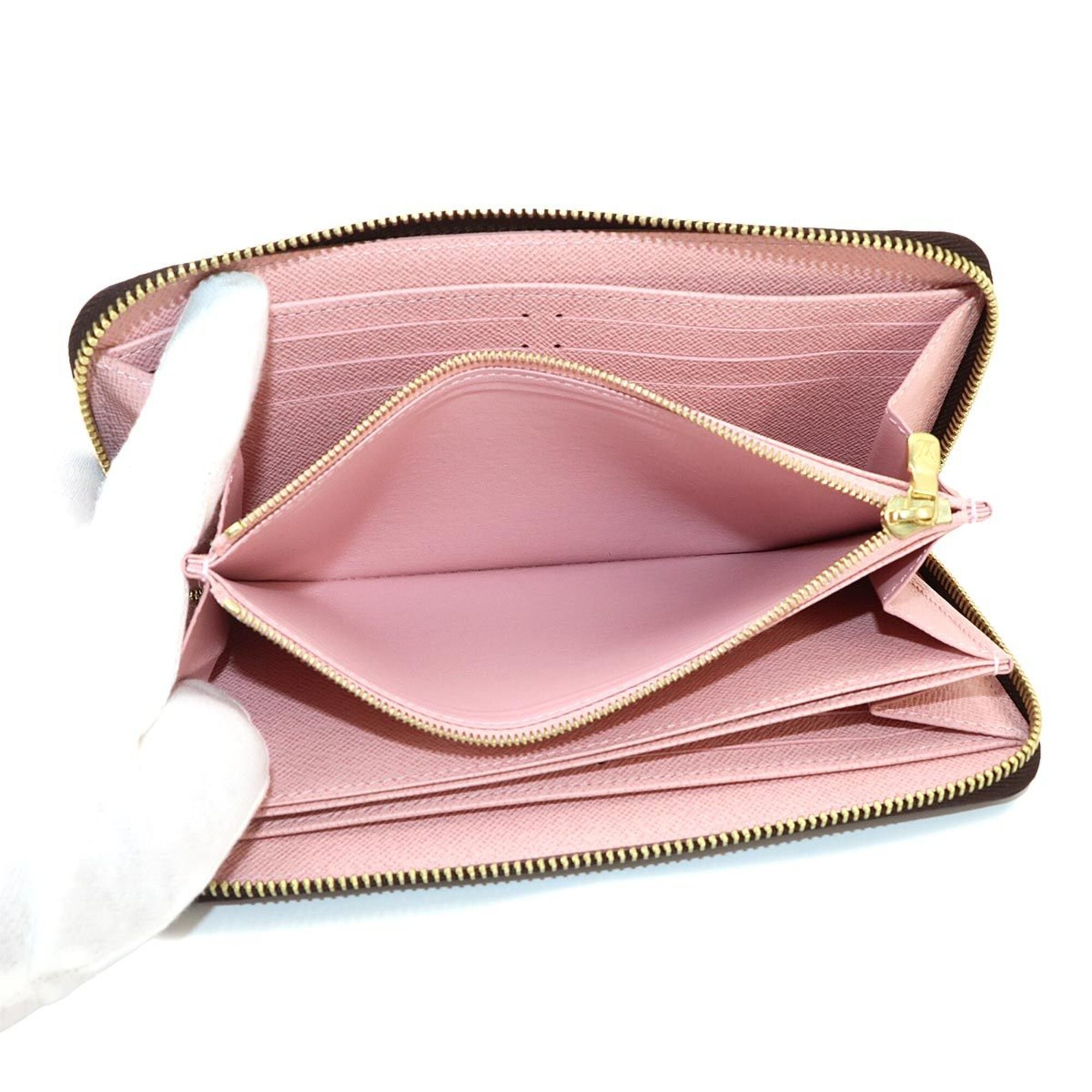Louis Vuitton Damier Canvas Ebene Rose Ballerine Damier Canvas Long Wallet (Bi-Fold) (Pre-Owned)