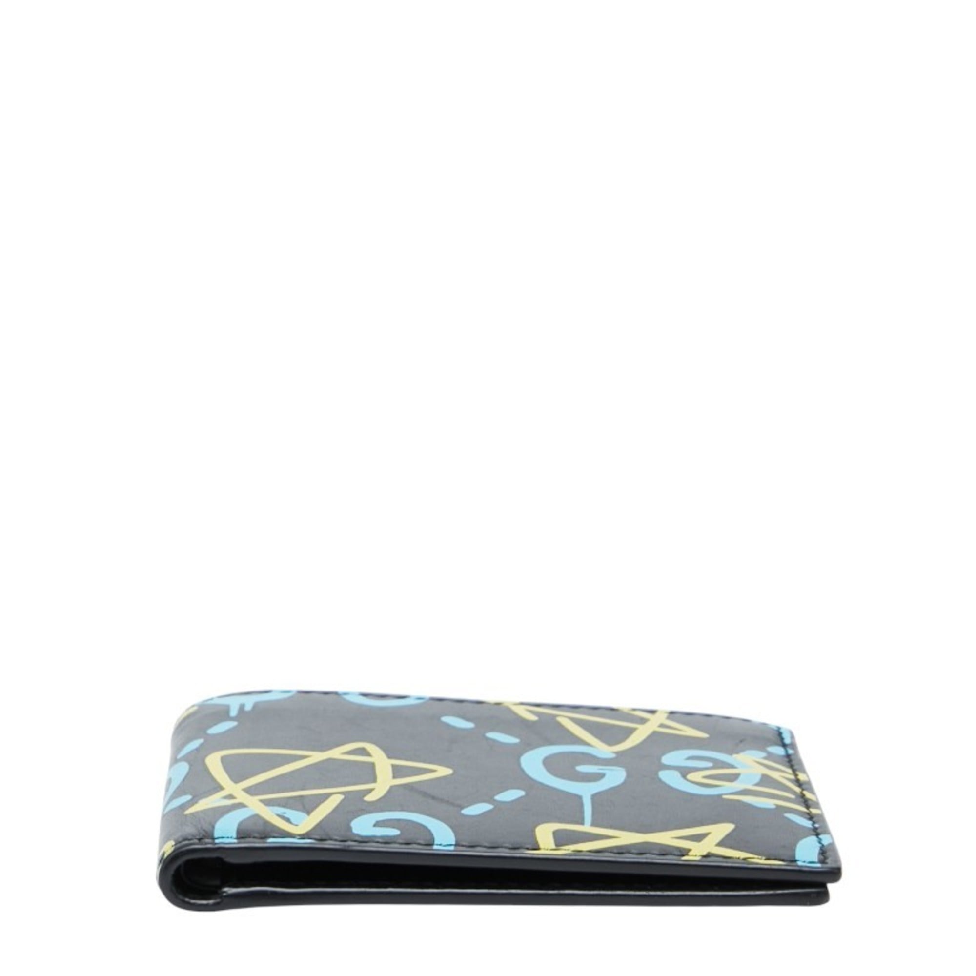 Gucci Black Blue Yellow Pvc Leather Wallet (Bi-Fold) (Pre-Owned)