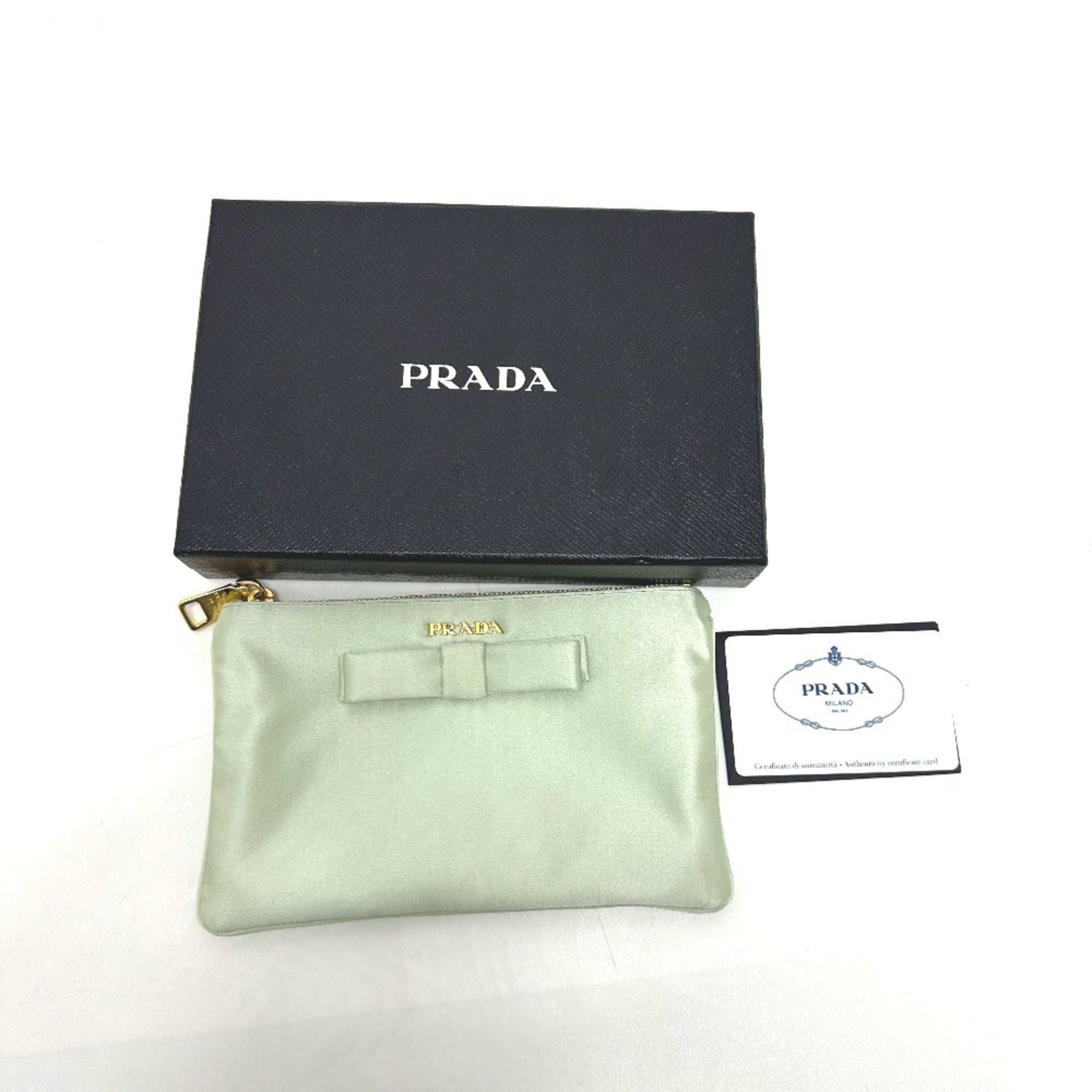 Prada Green Satin Clutch Bag (Pre-Owned)