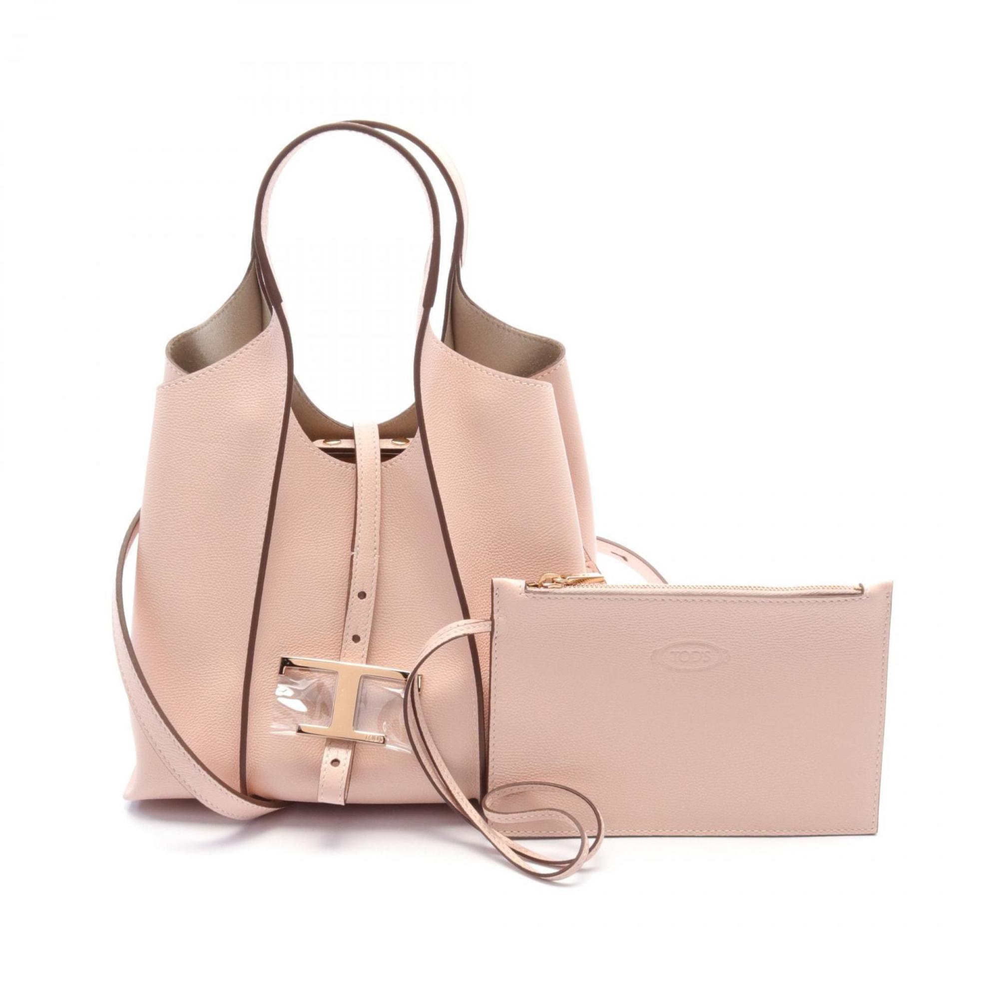 Tod's Pink Leather Handbag Shopping Bag