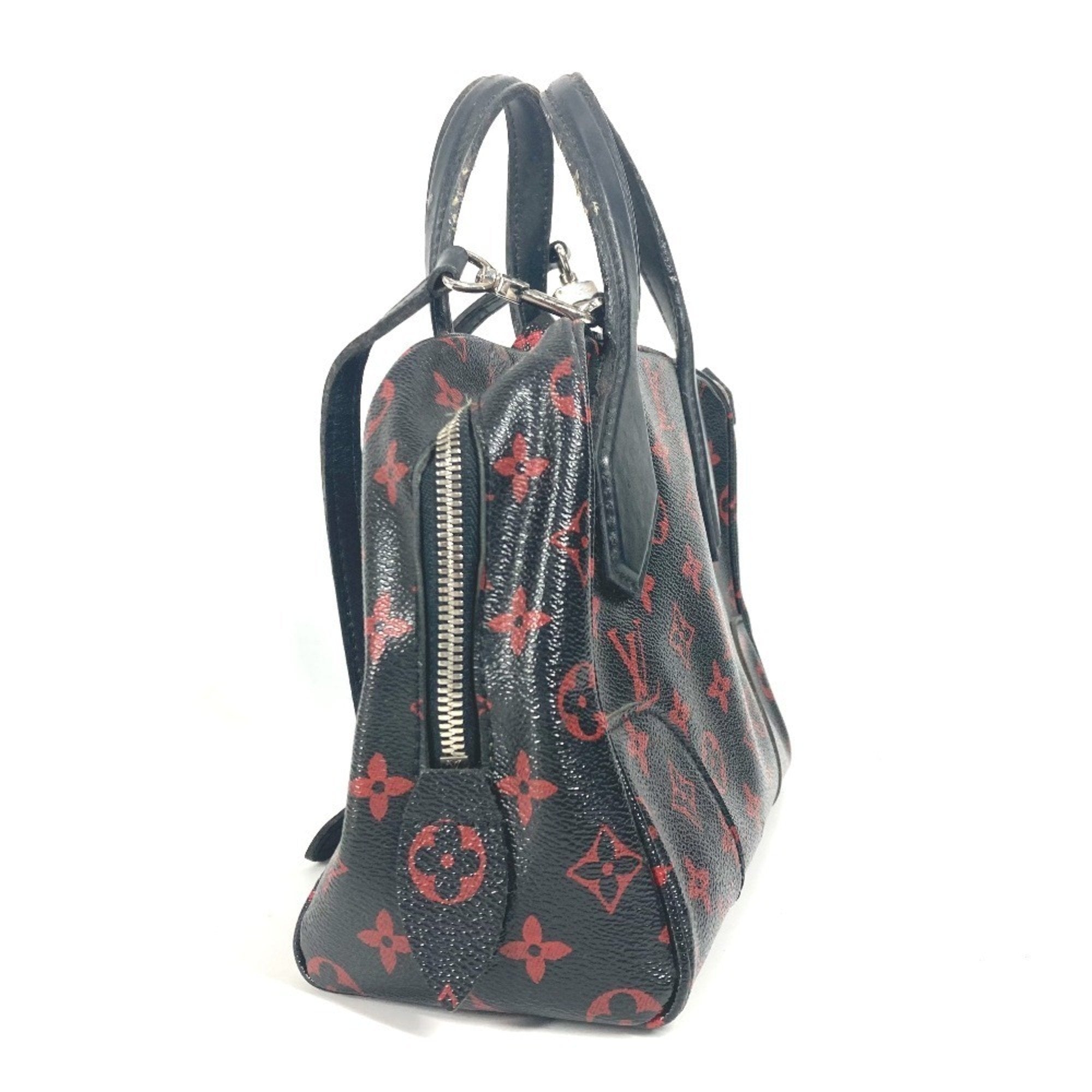 Louis Vuitton Black Red Color Monogram Handbag Shoulder Bag (Pre-Owned)