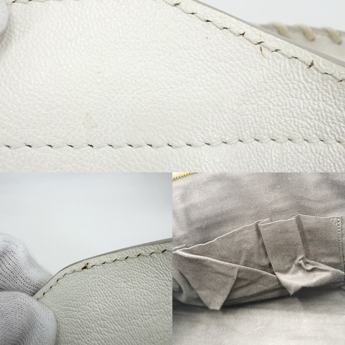 Balenciaga Metallic White Leather Handbag Shoulder Bag (Pre-Owned)