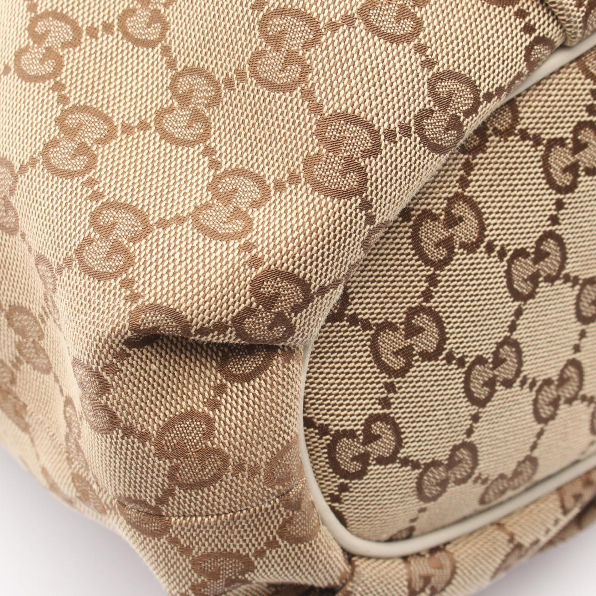Gucci Beige White Gg Canvas Leather Handbag Shoulder Bag (Pre-Owned)