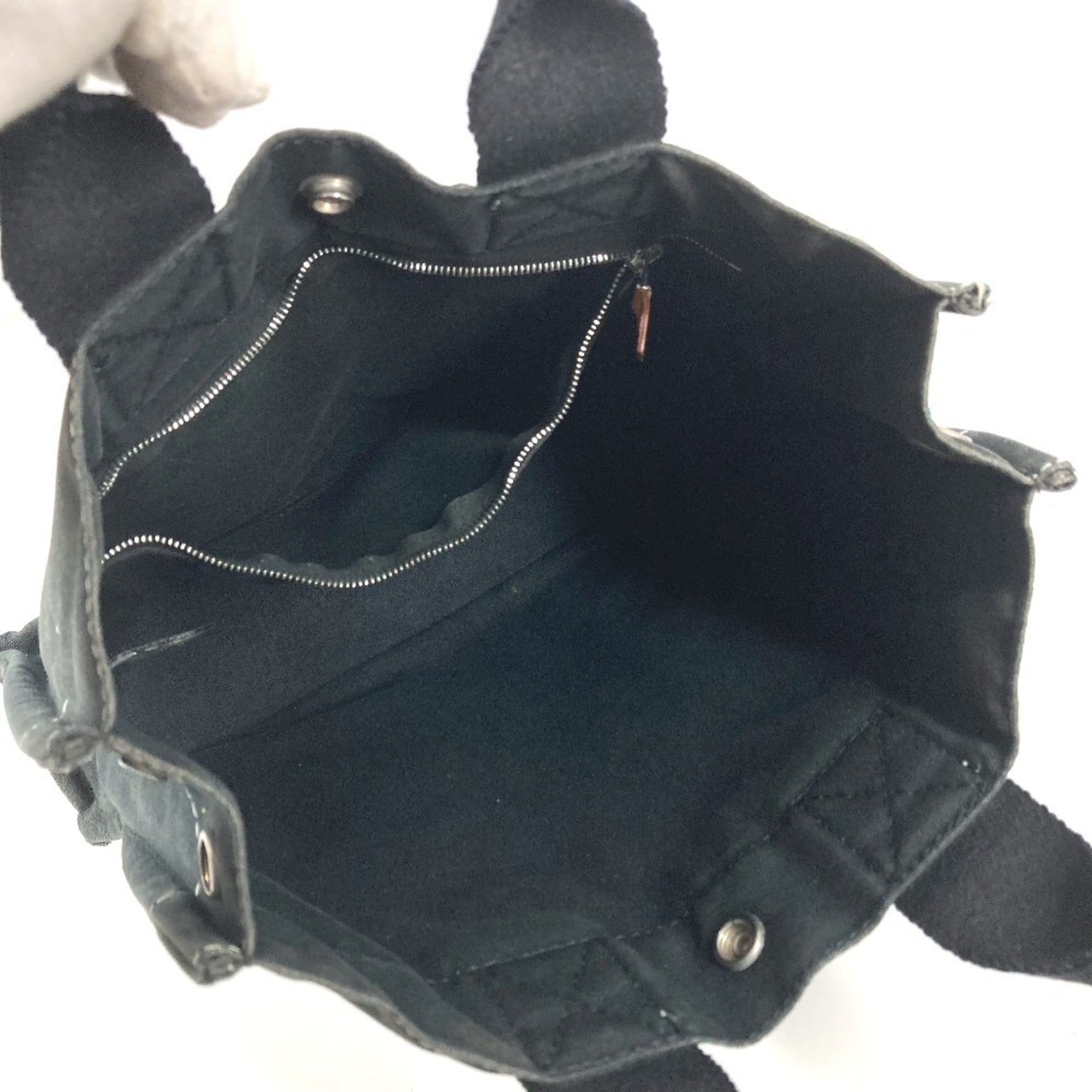 Hermes Deauville Black Canvas Handbag Tote Bag (Pre-Owned)