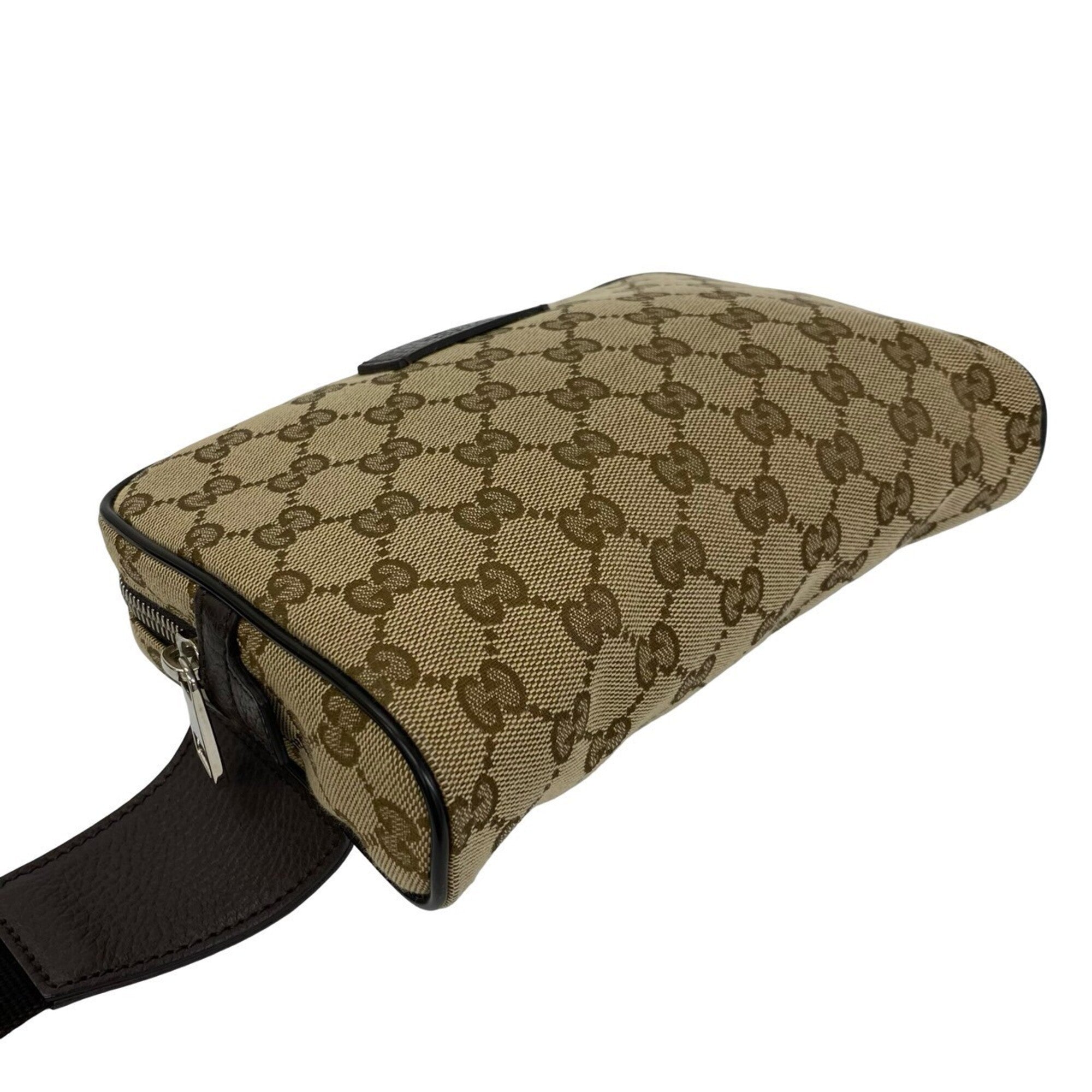 Gucci Brown Canvas Leather Pochette Pouch Sling Bag (Pre-Owned)